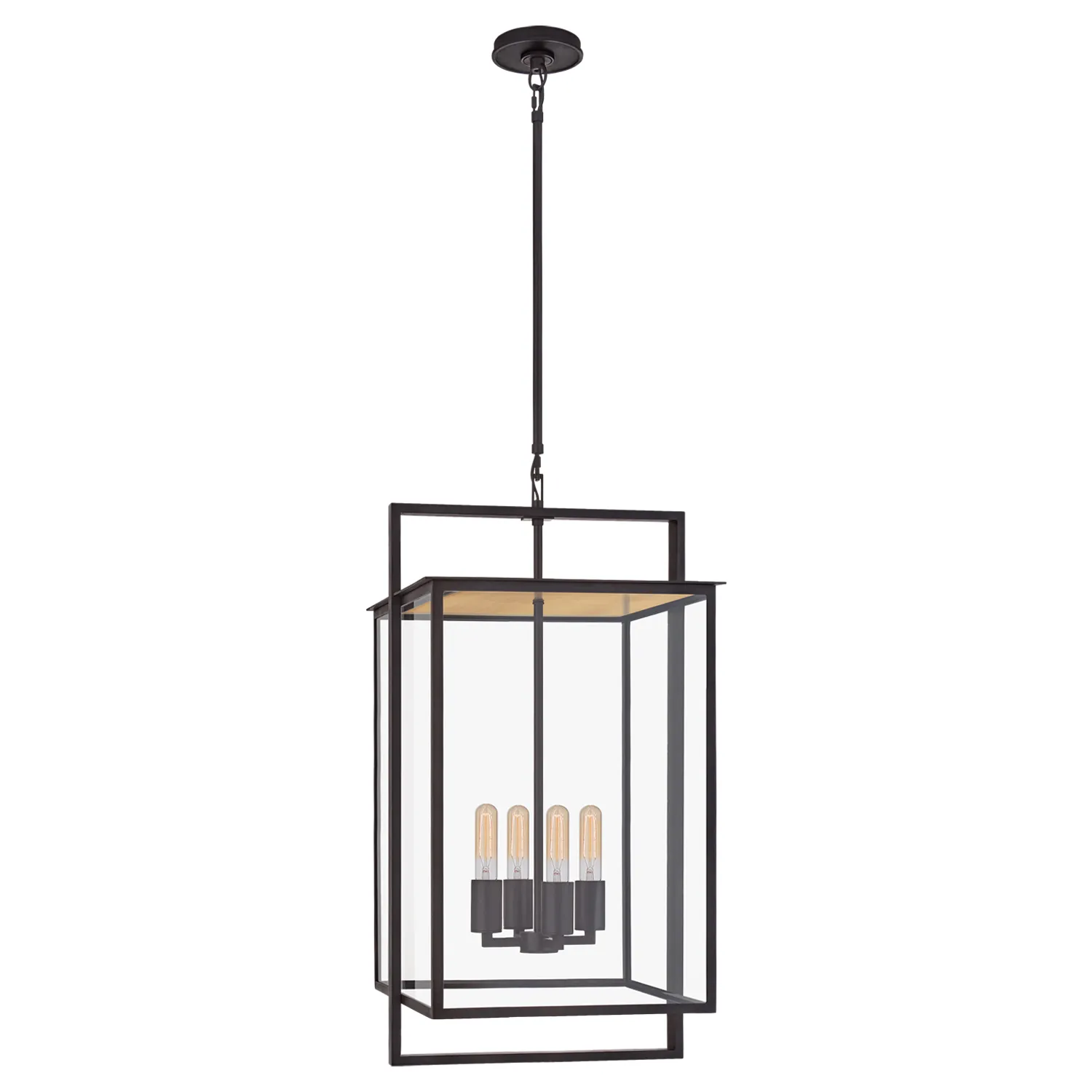 Halle Medium Hanging Lantern - Black, Iron