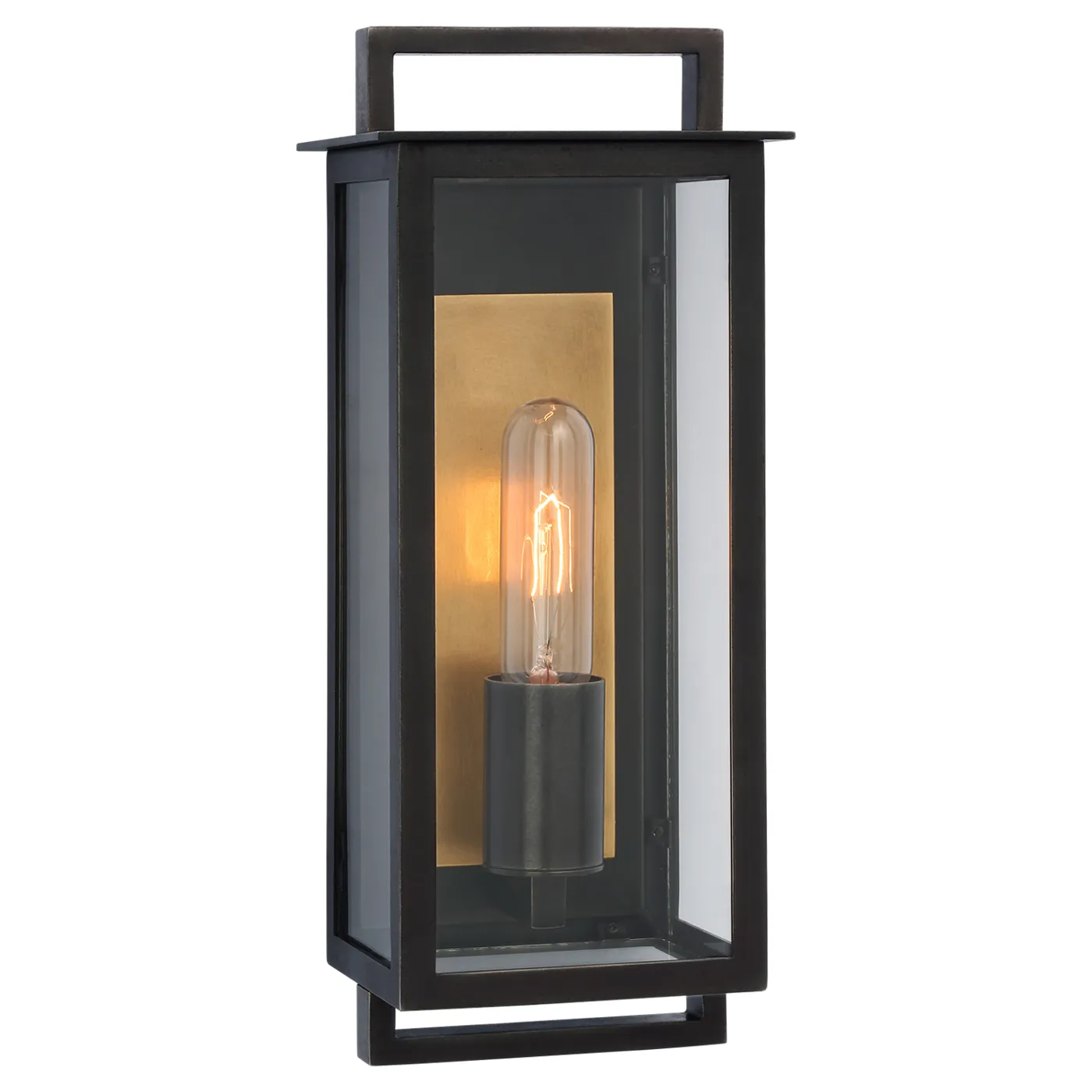 Halle Small Narrow Lantern - Black, Iron image