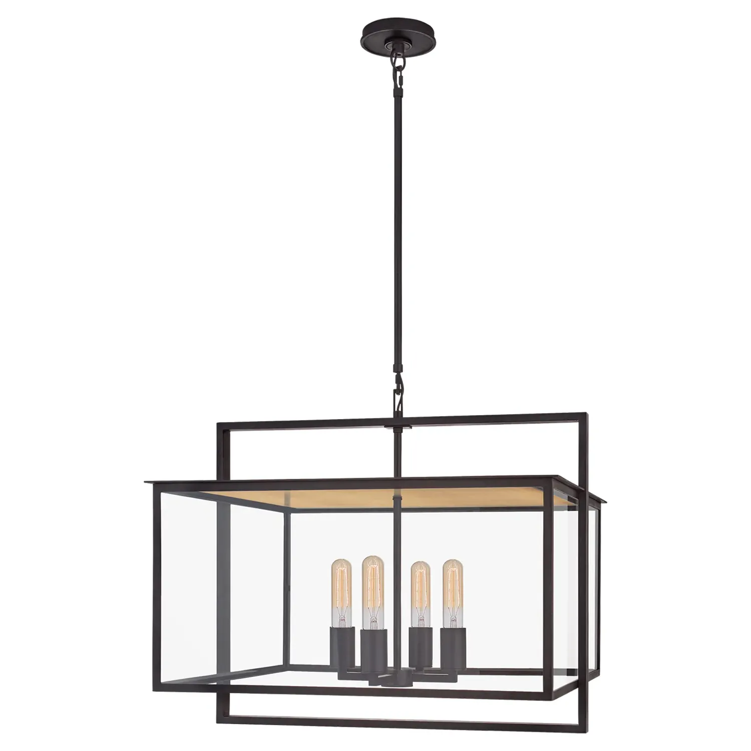 Halle Wide Hanging Lantern - Black, Iron