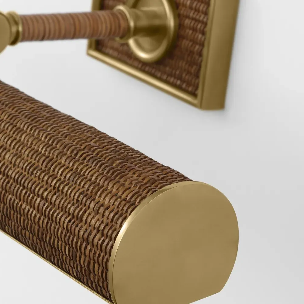 Halwell Single Arm Picture Light Sconce - Natural, Rattan