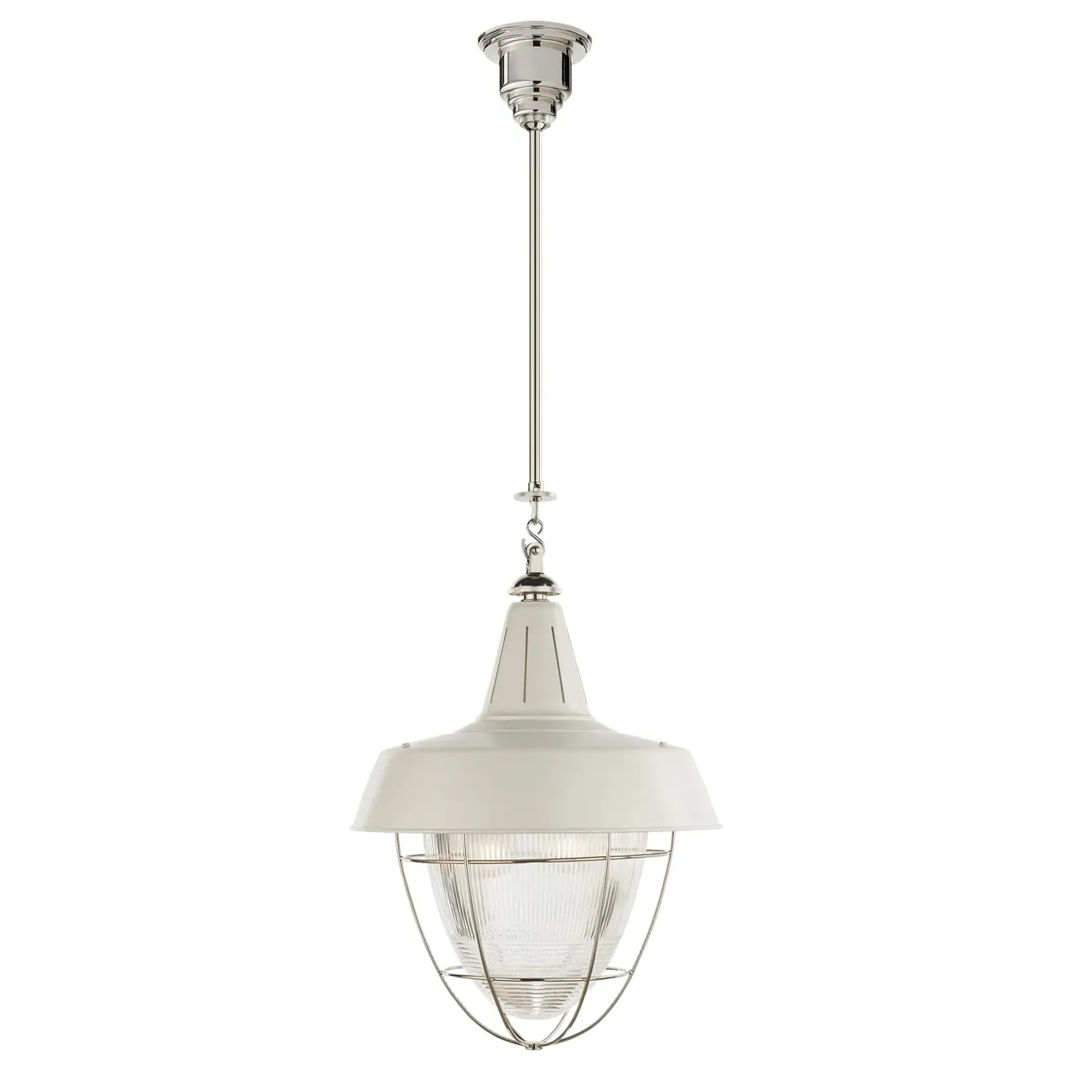 Henry Hanging Light with Prismatic Glass - Polished Nickel, Metal image