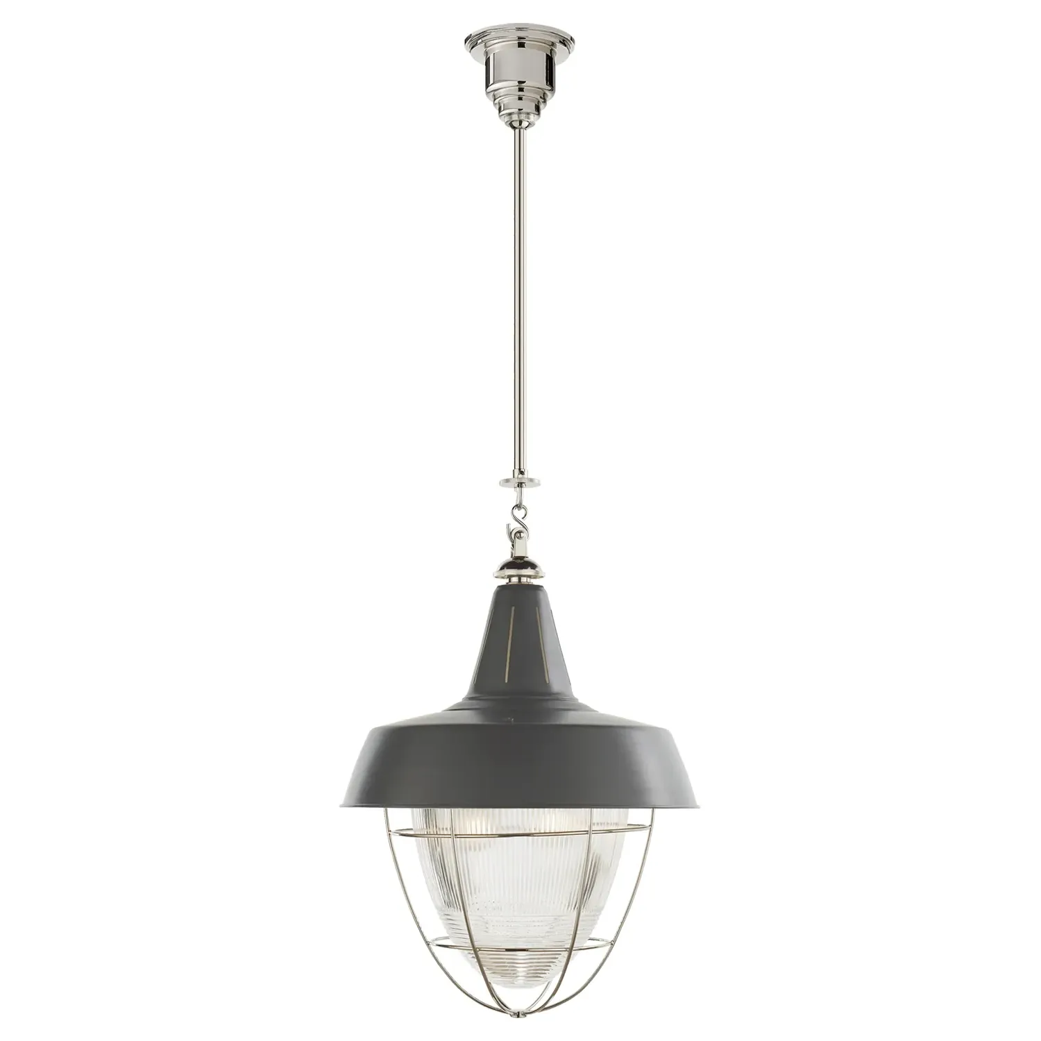Henry Hanging Light with Prismatic Glass - Polished Nickel, Metal image