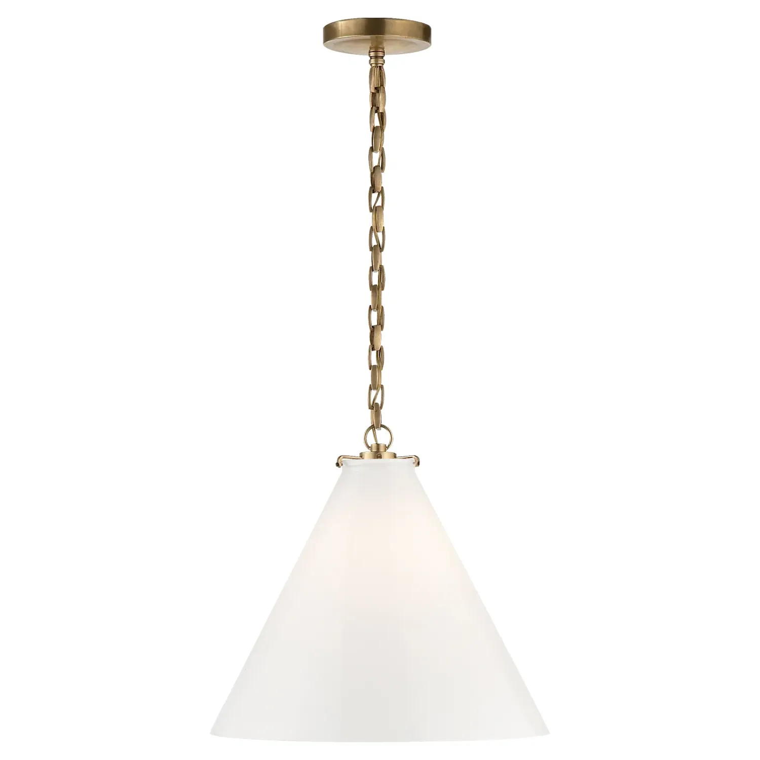 Katie Conical Pendant Light - Antique Brass, White Glass image