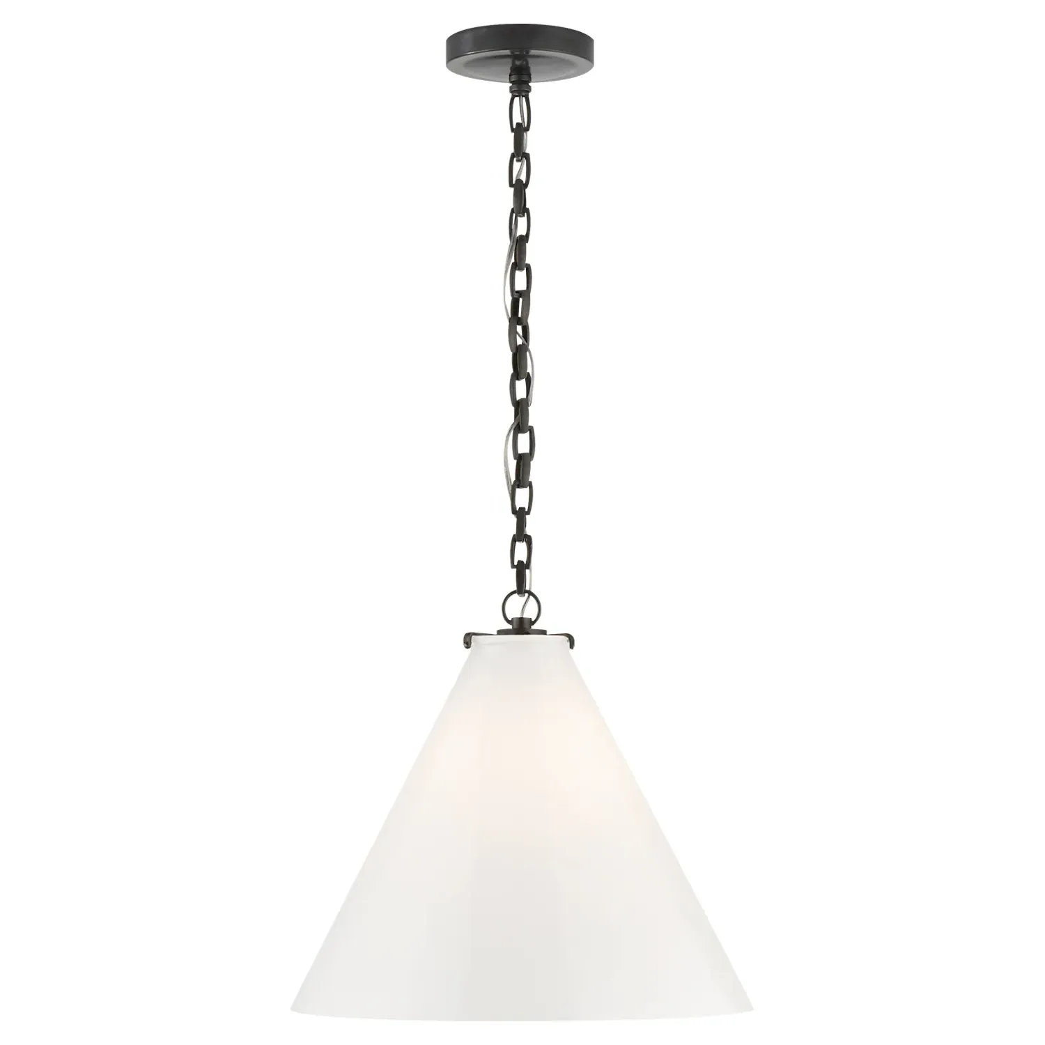 Katie Conical Pendant Light - Bronze, White Glass