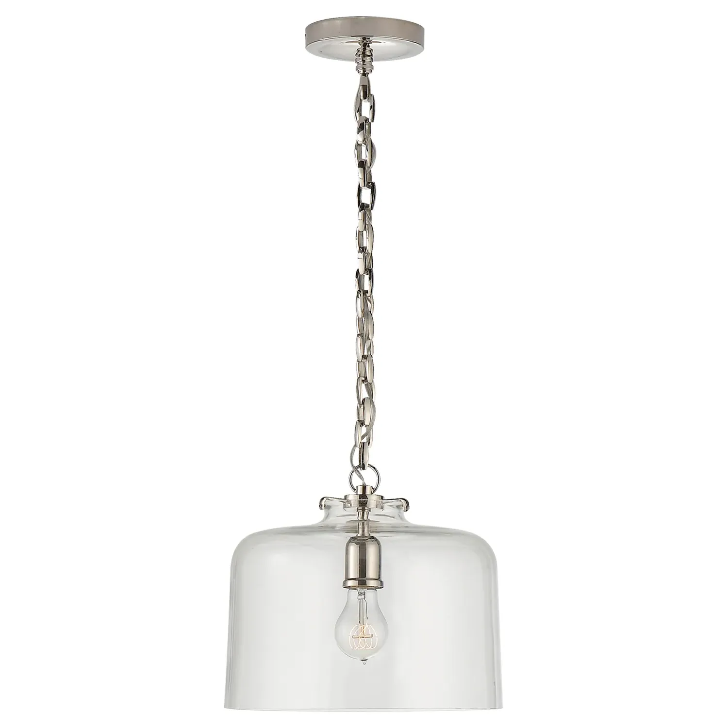 Katie Glass Dome Pendant - Polished Nickel, Metal image