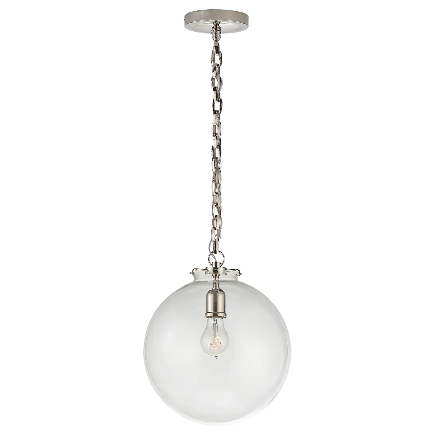 Katie Glass Globe Pendant - Polished Nickel, Metal