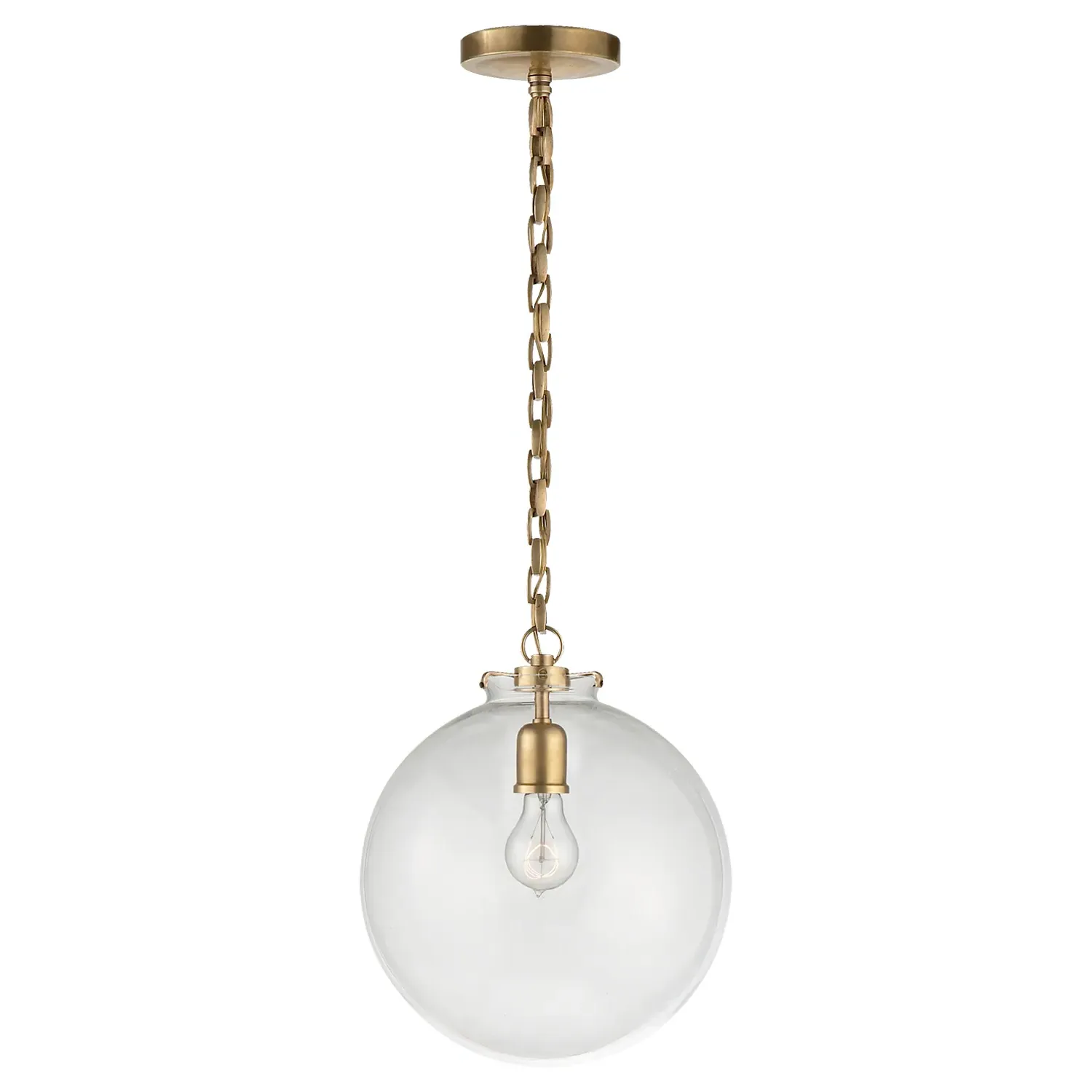 Katie Globe Pendant - Antique Brass, Metal