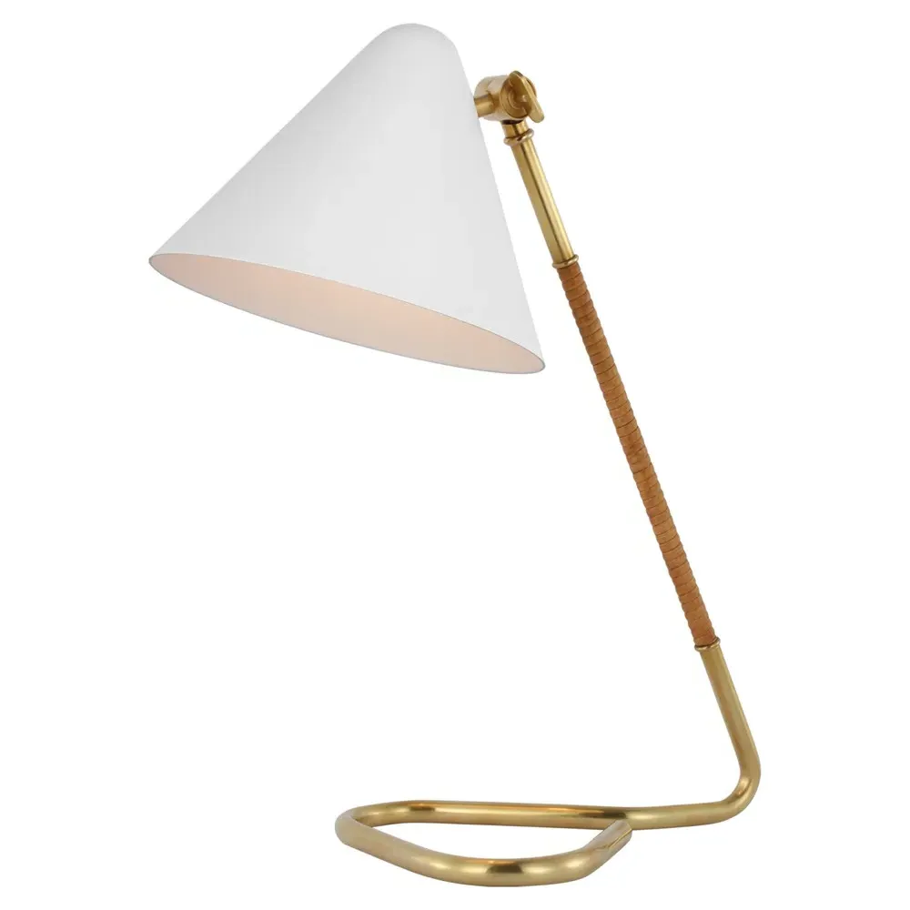 Laken Rattan Wrapped Desk Lamp - Antique Brass image