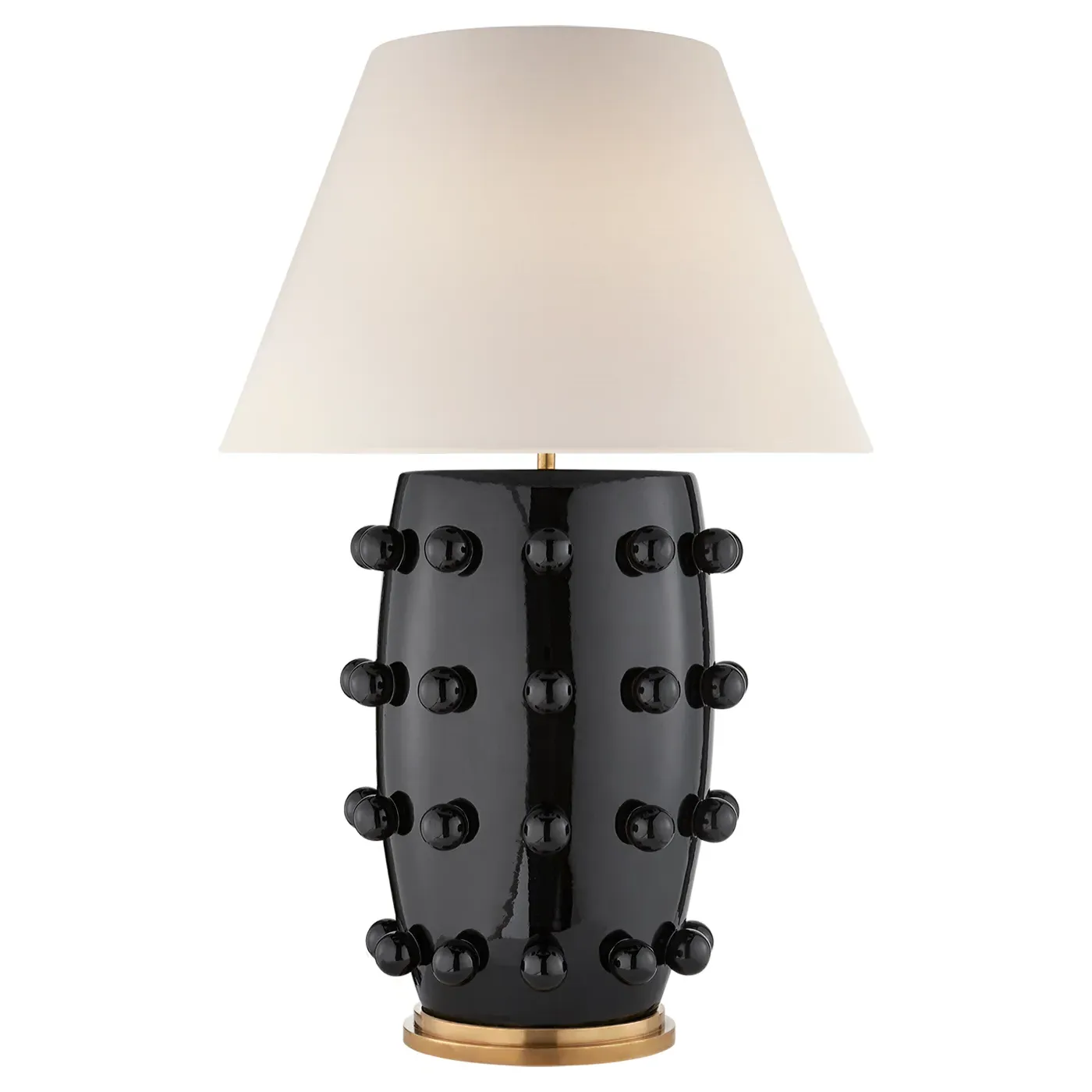 Linden Large Table Lamp with Linen Shade - Black, Porcelain
