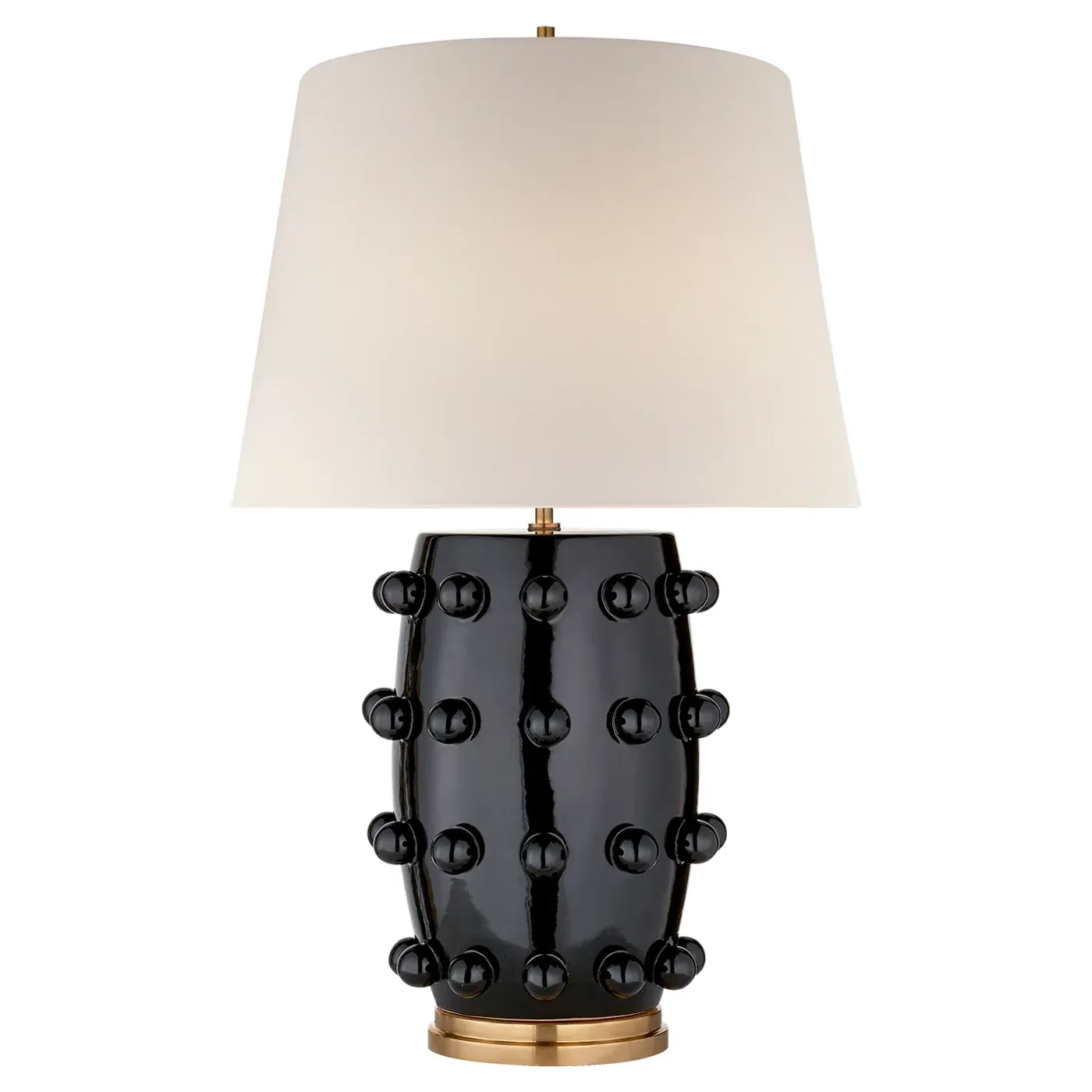 Linden Medium Table Lamp with Linen Shade - Black, Porcelain