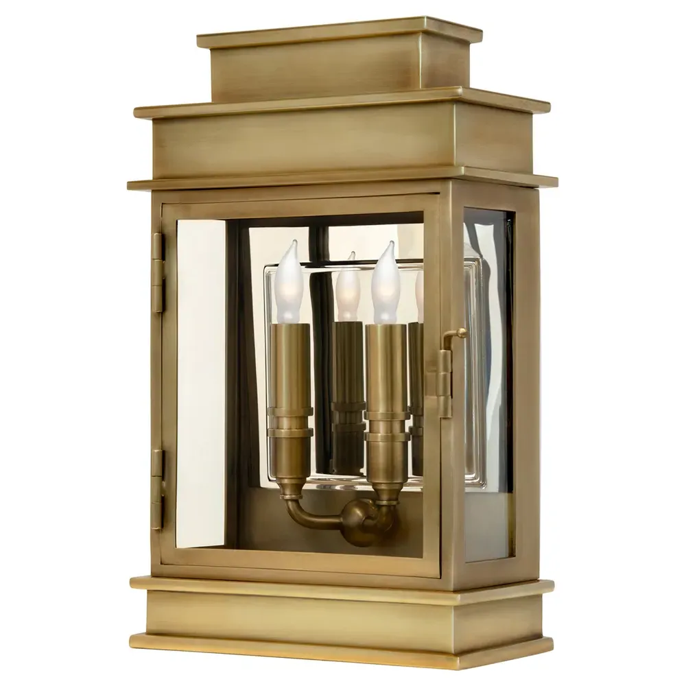 Linear Short Outdoor Sconce - Burnished Brass, Metal