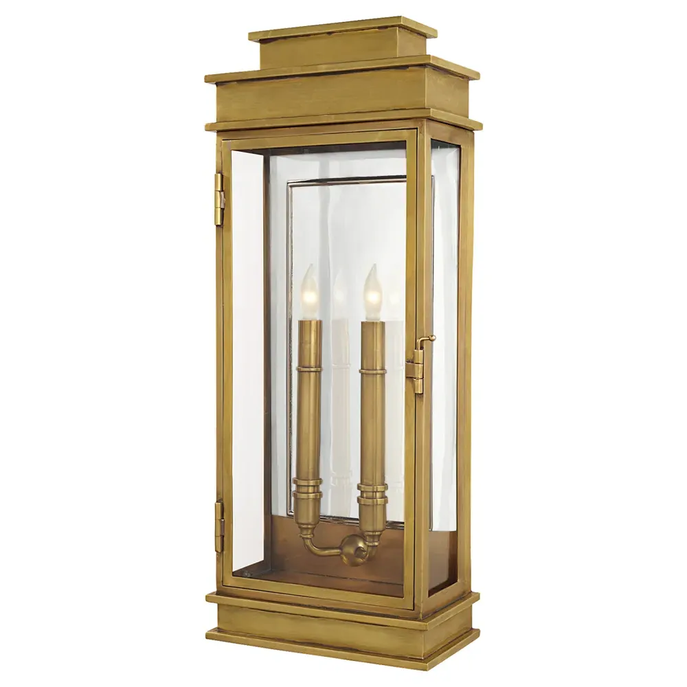 Linear Tall Outdoor Sconce - Burnished Brass, Metal