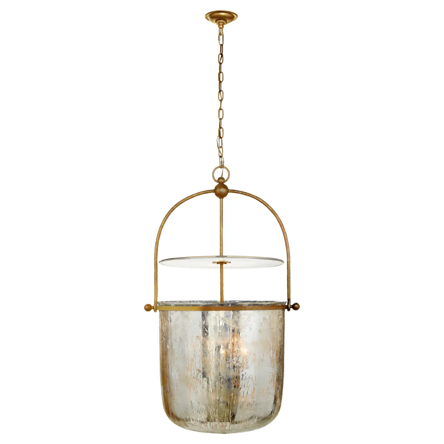 Lorford Large Bell Pendant - Gilded Iron, Mercury Glass