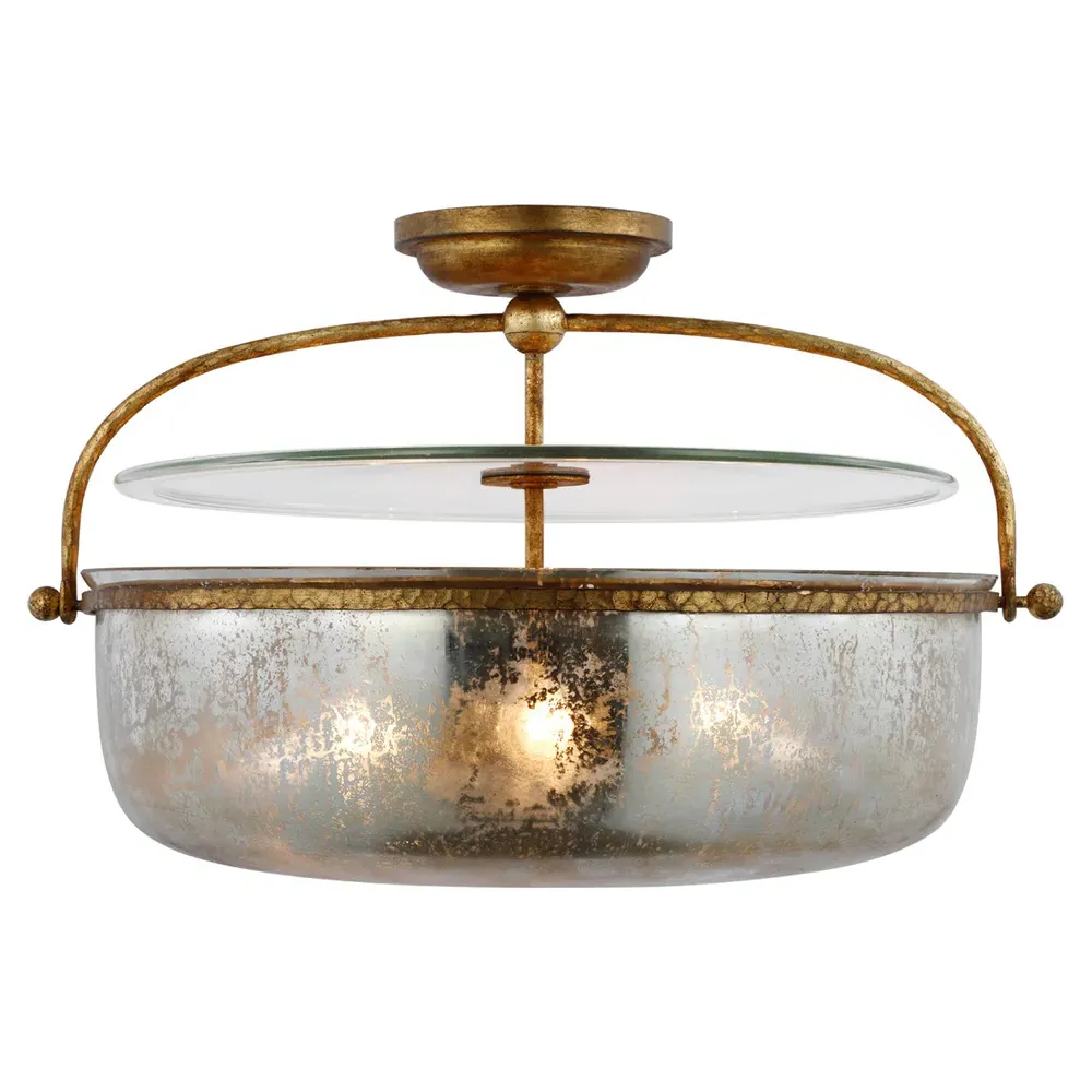Lorford Large Semi Flush Mount - Gilded Iron, Mercury Glass