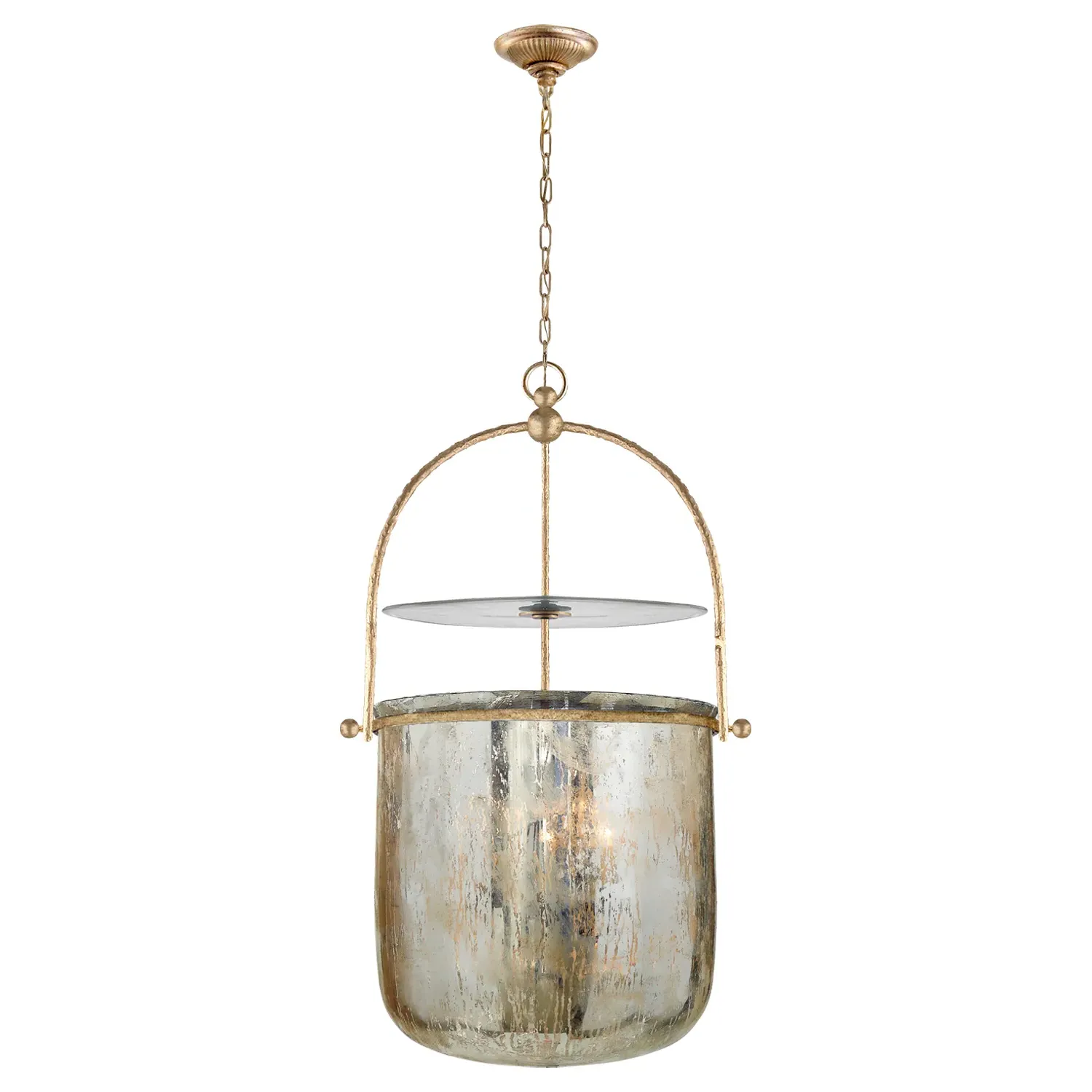Lorford Medium Bell Pendant - Gilded Iron, Mercury Glass