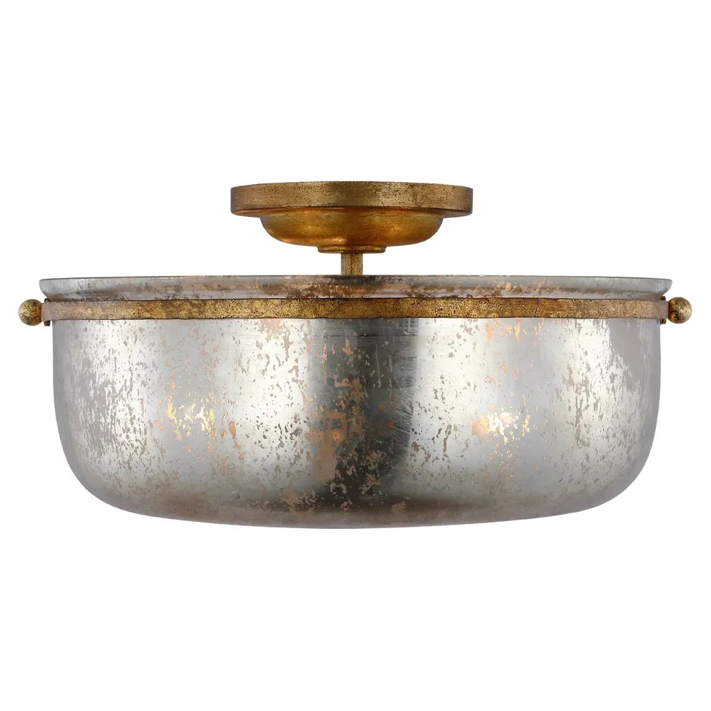 Lorford Semi Flush Mount - Gilded Iron, Mercury Glass image