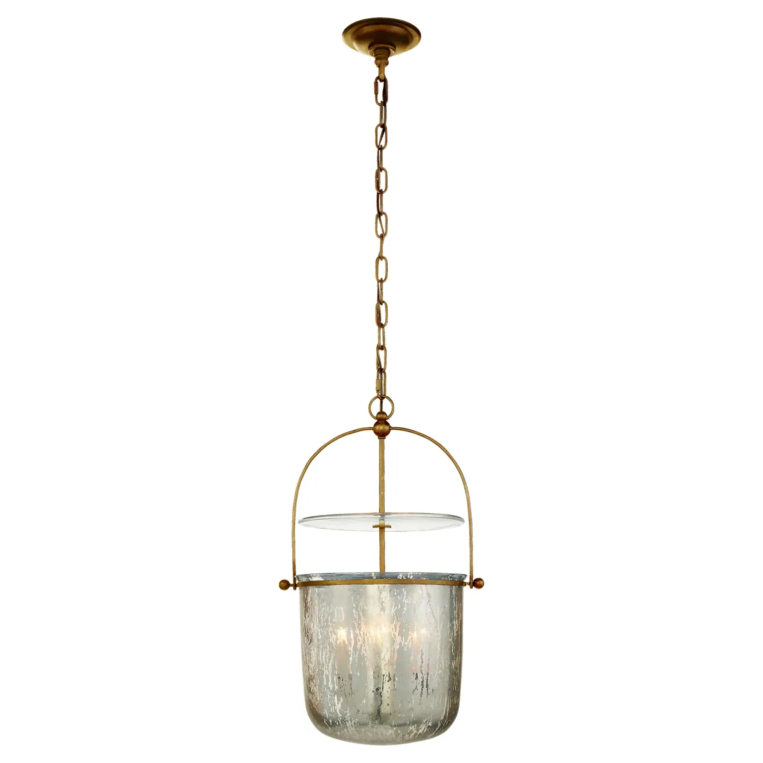 Lorford Small Bell Pendant - Gilded Iron, Mercury Glass