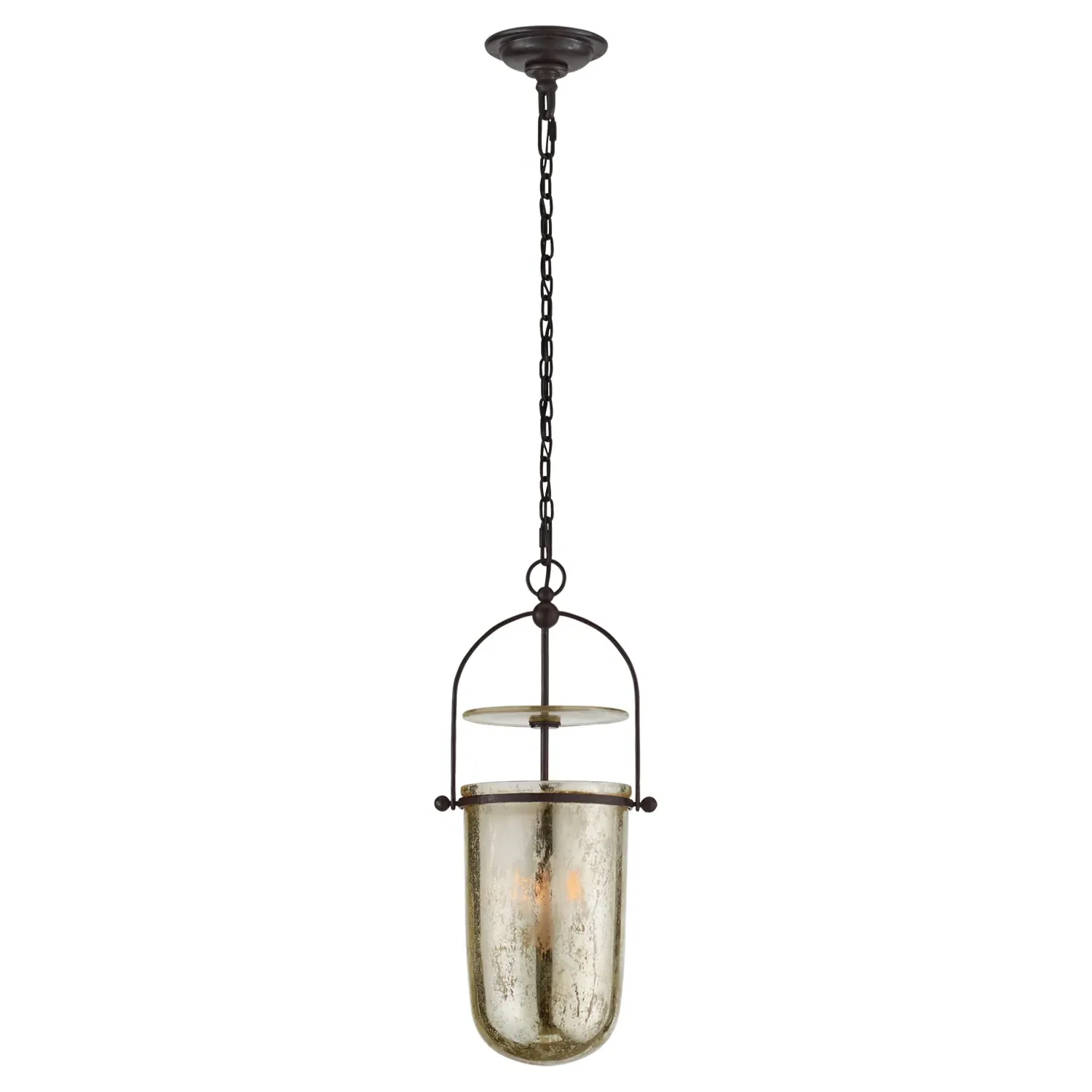 Lorford Tall Bell Pendant - Aged Iron, Mercury Glass image