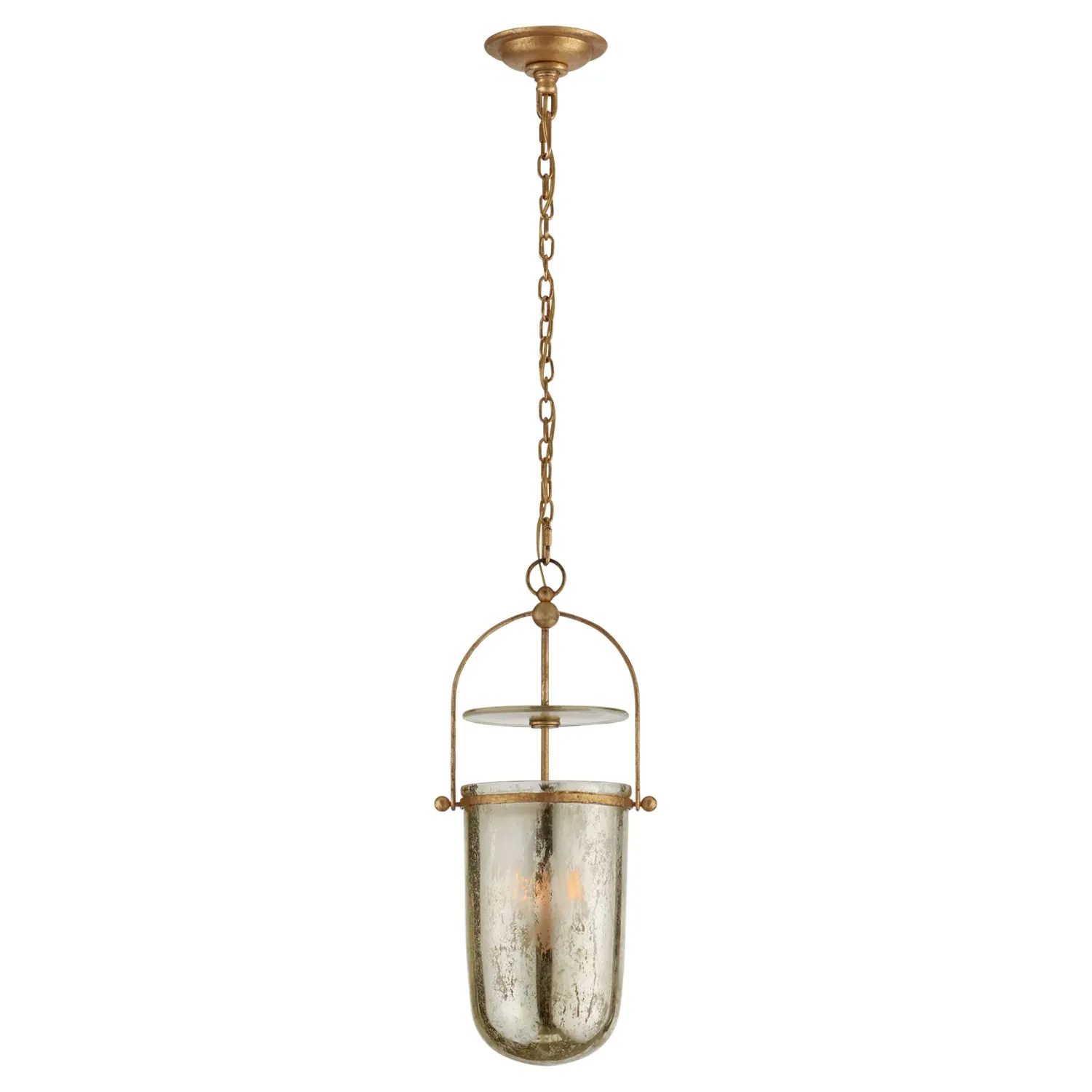 Lorford Tall Bell Pendant - Gilded Iron, Mercury Glass image