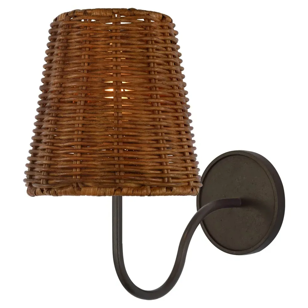 Lyndsie Armed Sconce - Aged Iron, Dark Wicker