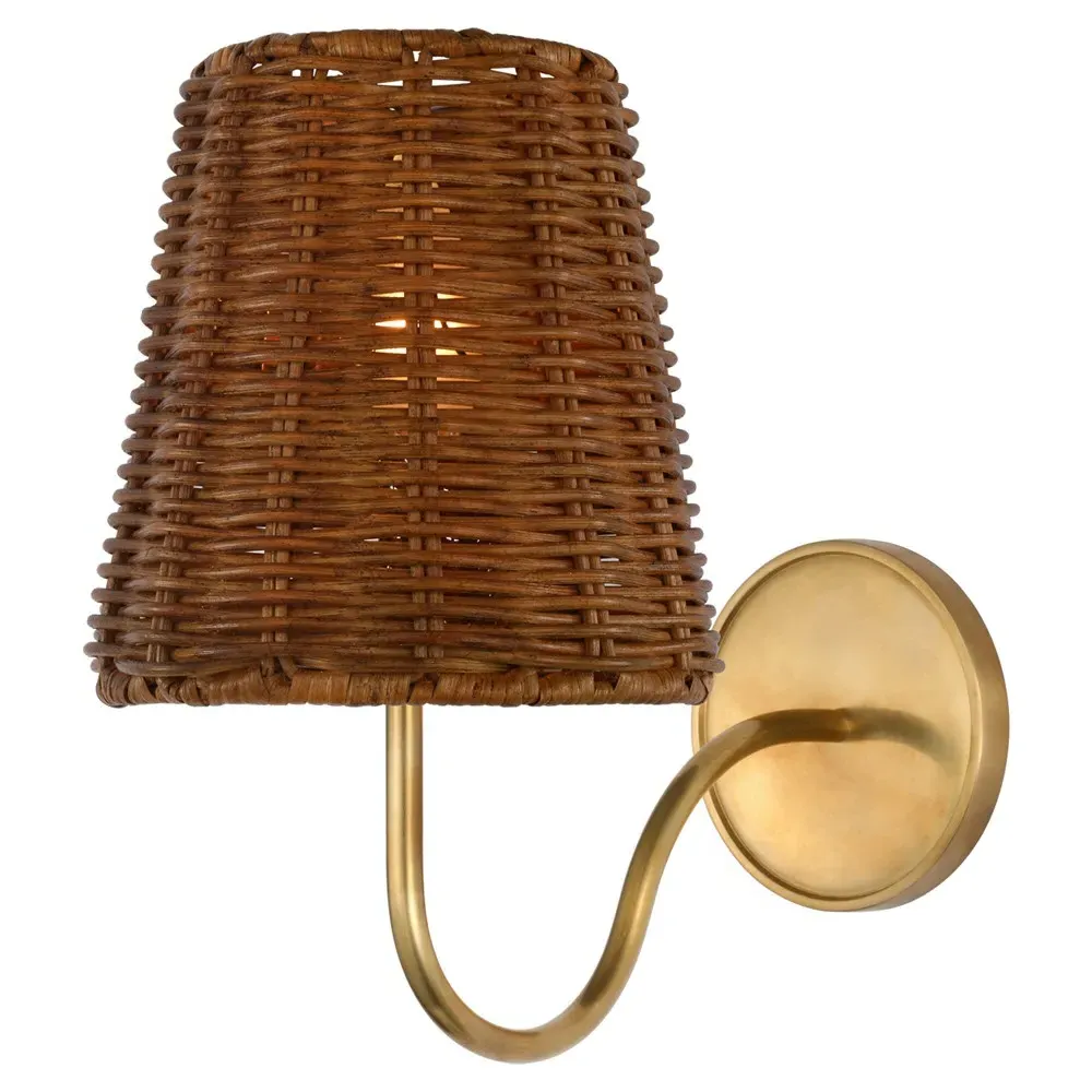 Lyndsie Armed Sconce - Antique Brass, Dark Wicker