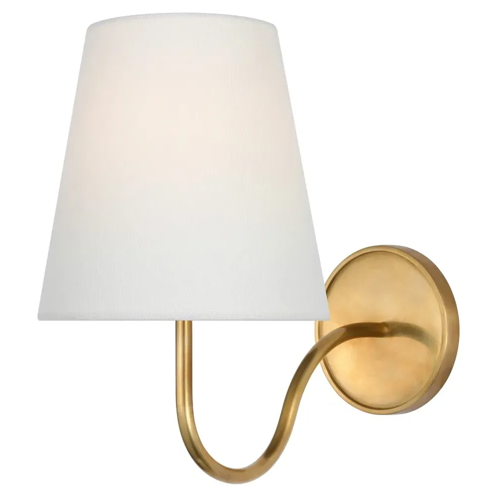 Lyndsie Armed Sconce - Antique Brass, Linen