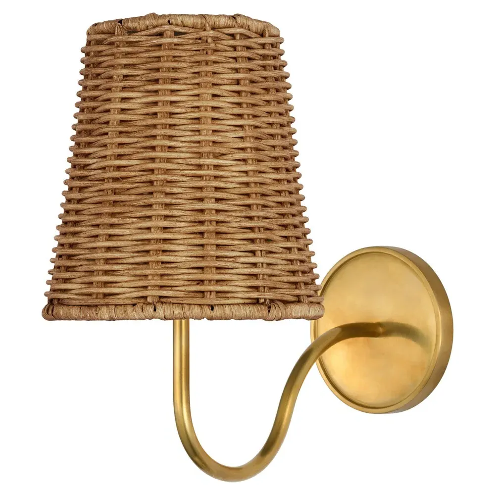 Lyndsie Armed Sconce - Antique Brass, Natural Wicker image