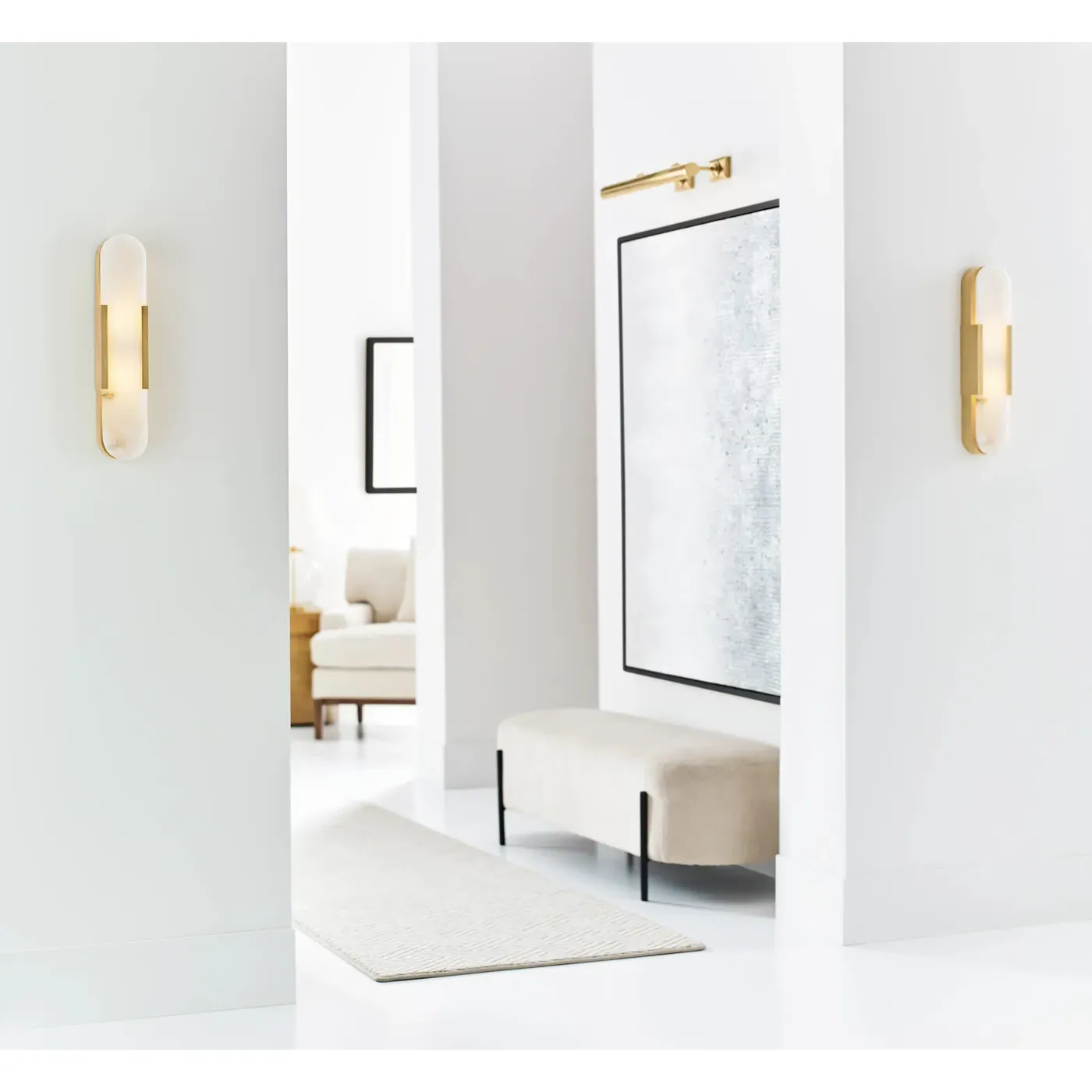 Melange Elongated Sconce - Antique Brass, Alabaster