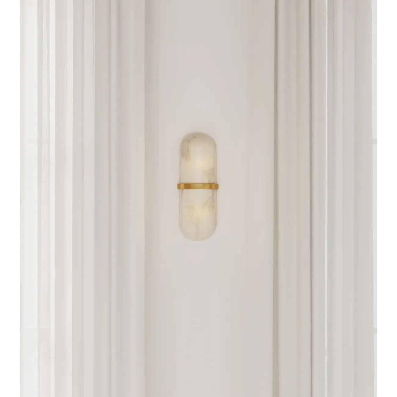 Melange Pill Form Sconce - Antique Burnished Brass, Alabaster