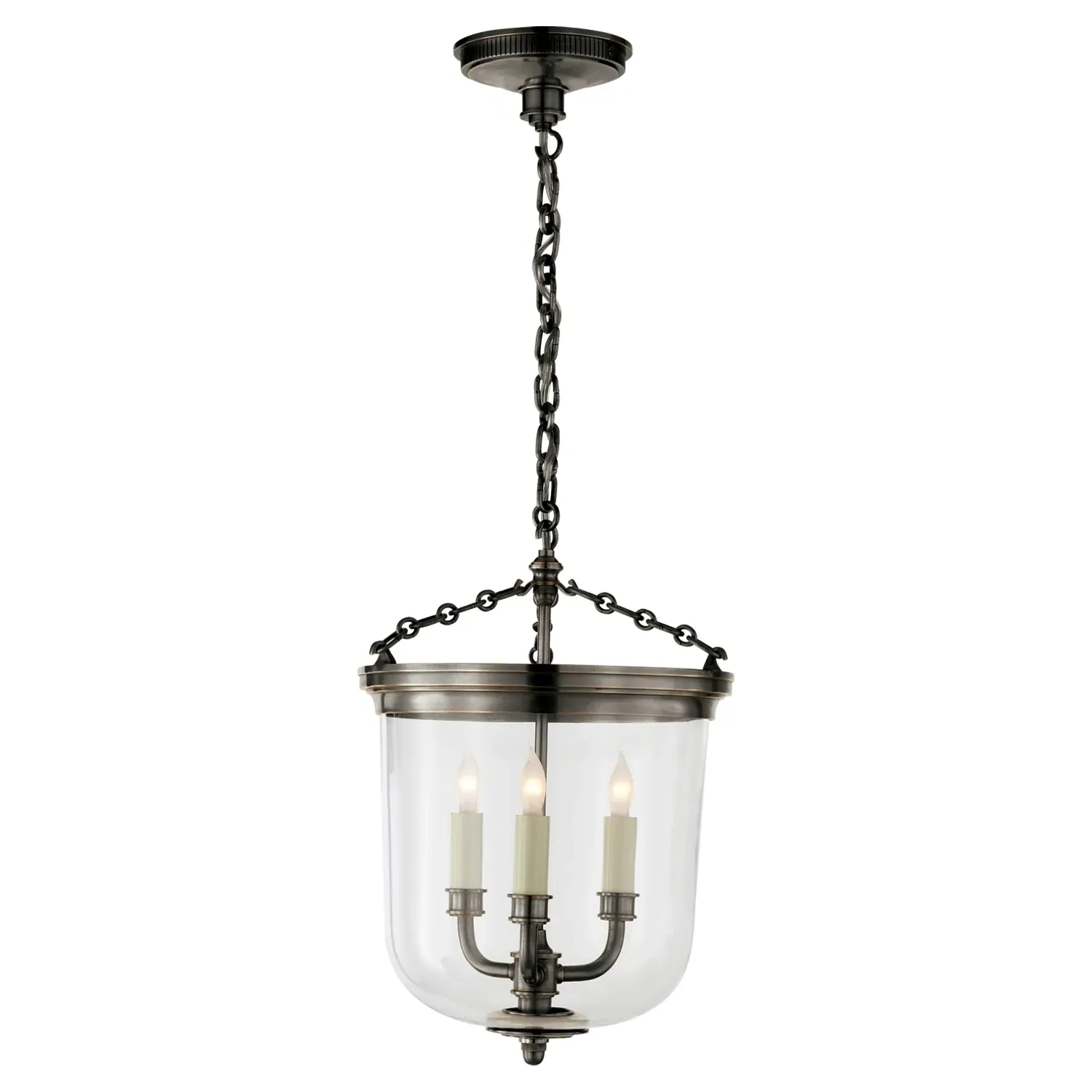 Merchant French Country Glass Lantern Pendant - Bronze