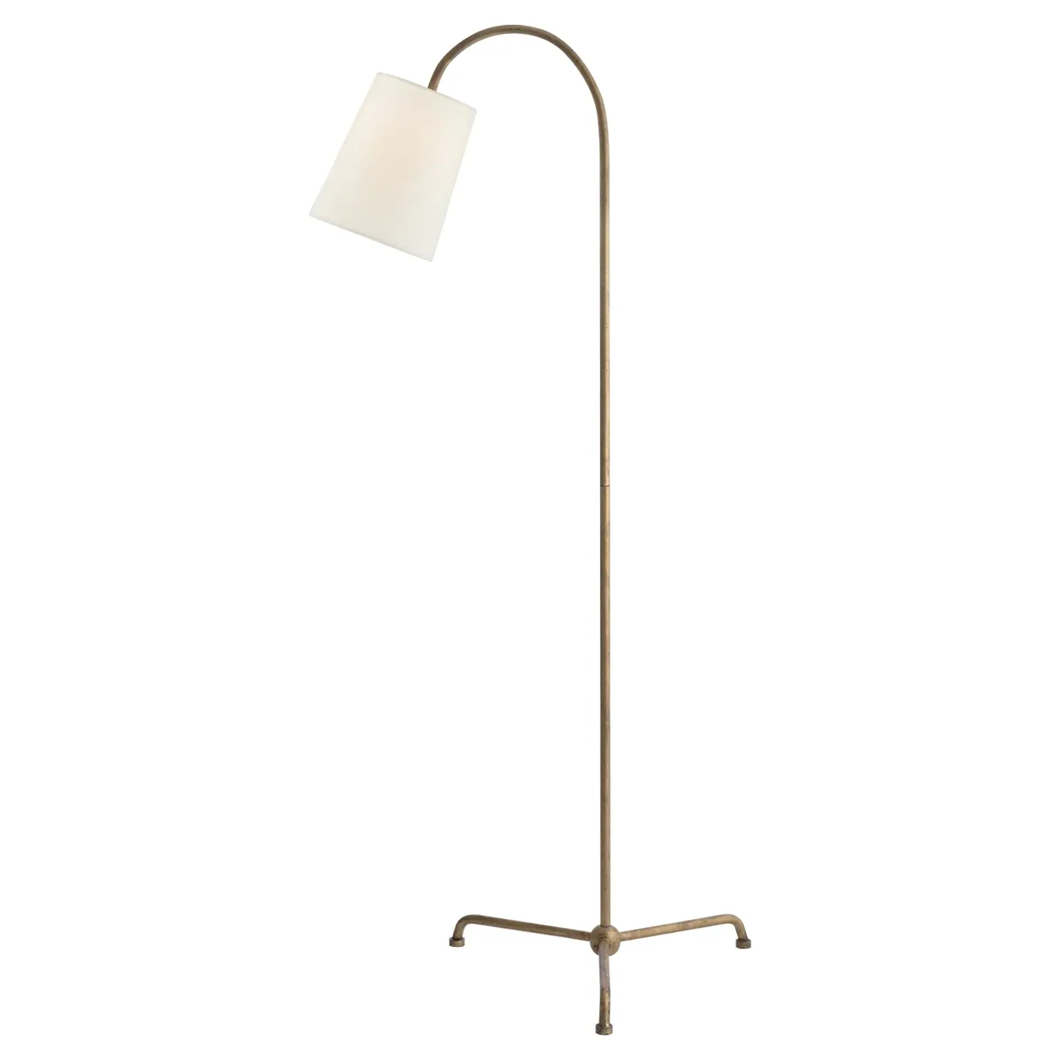 Mia Arched Floor Lamp - Gilded Iron, Linen