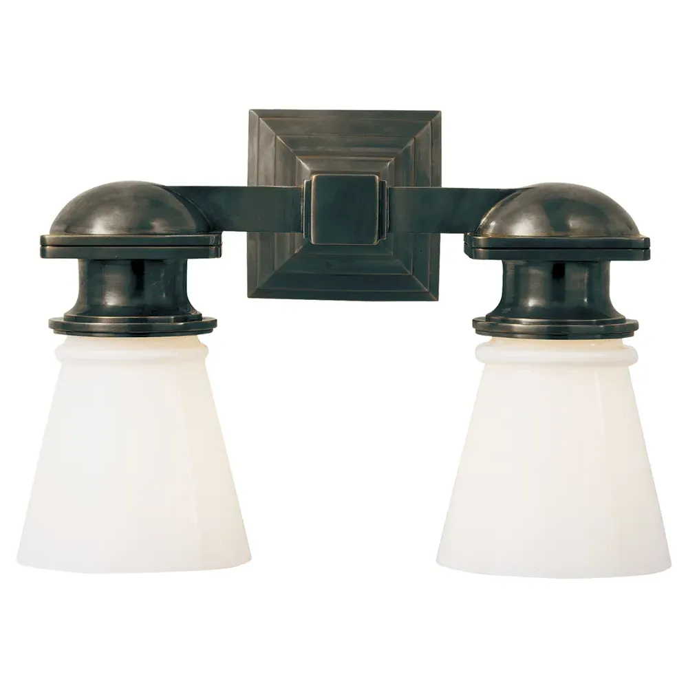 New York Subway Double Light Sconce - Bronze, Metal
