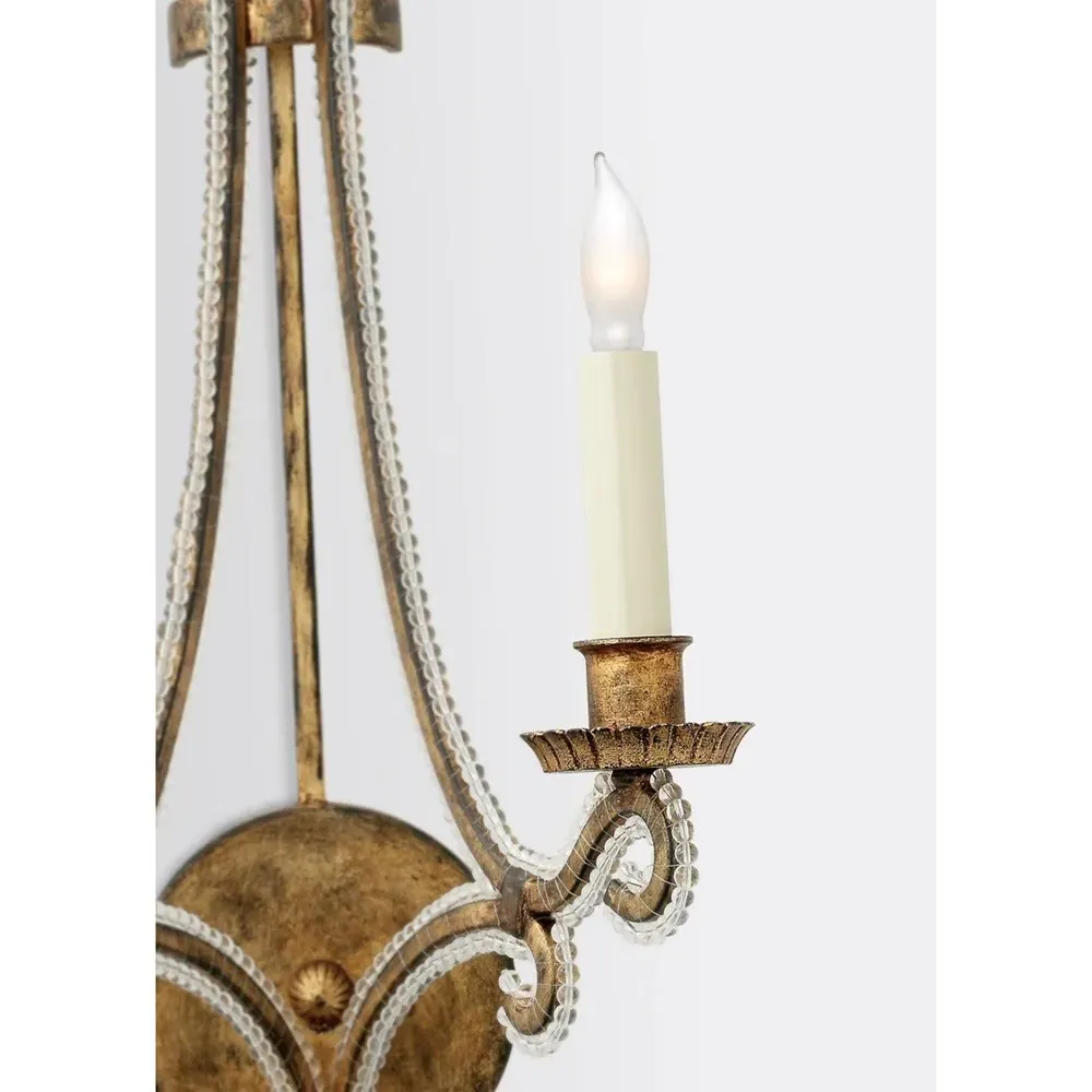 Oslo Glass Candle Wall Sconce - Gilded Iron
