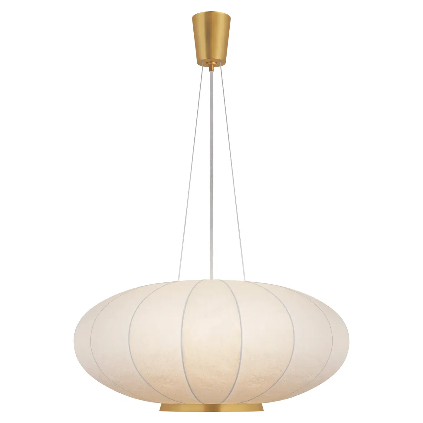Paper Moon Round Hanging Shade Pendant - Soft Brass, Metal