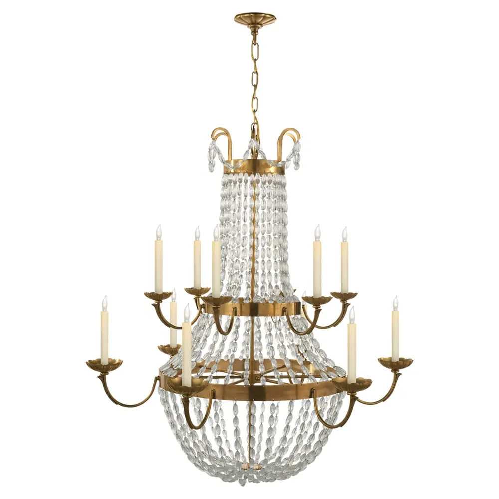 Paris Flea Market Large 2 Tier Chandelier - Antique Brass