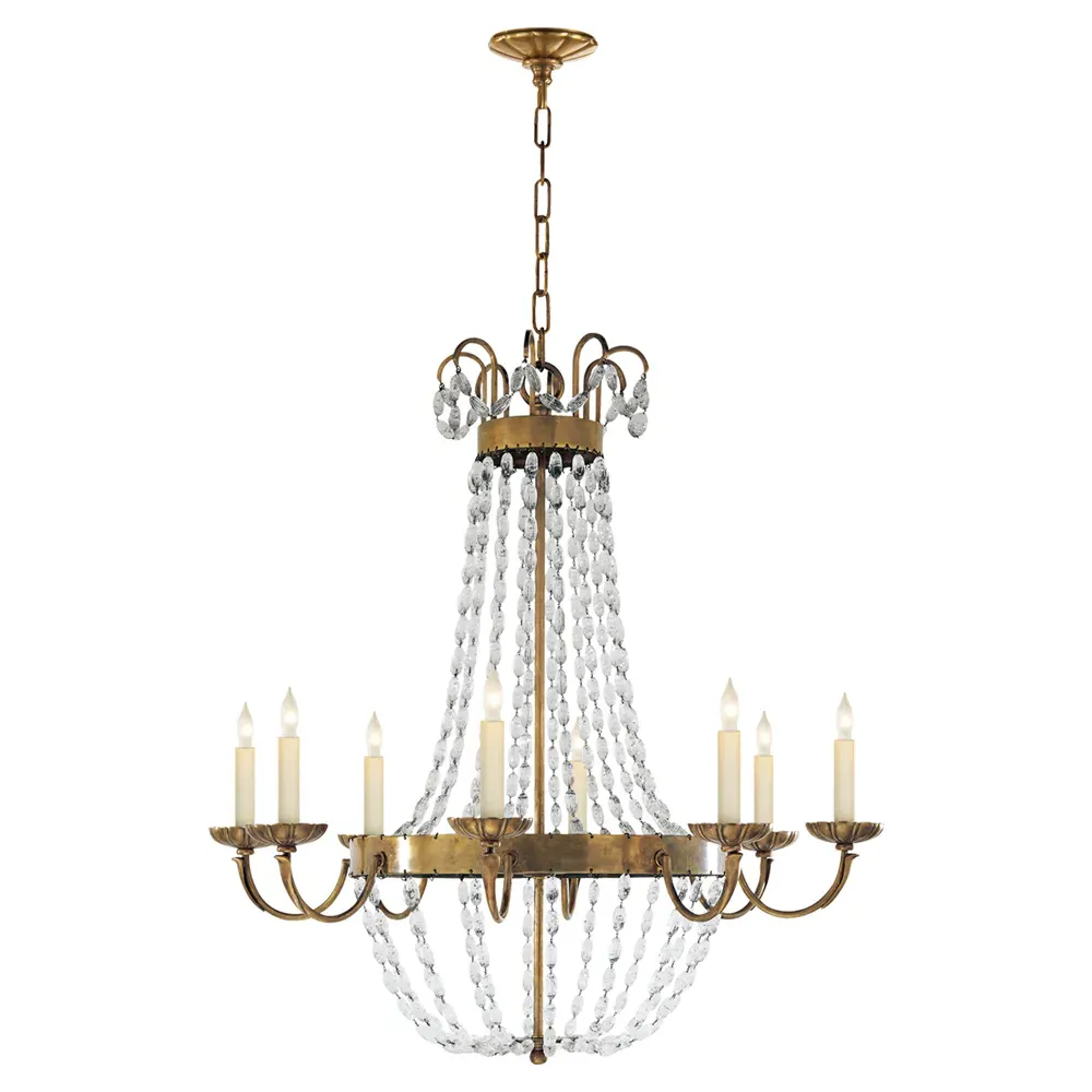 Paris Flea Market Large Regency Chandelier - Antique Brass