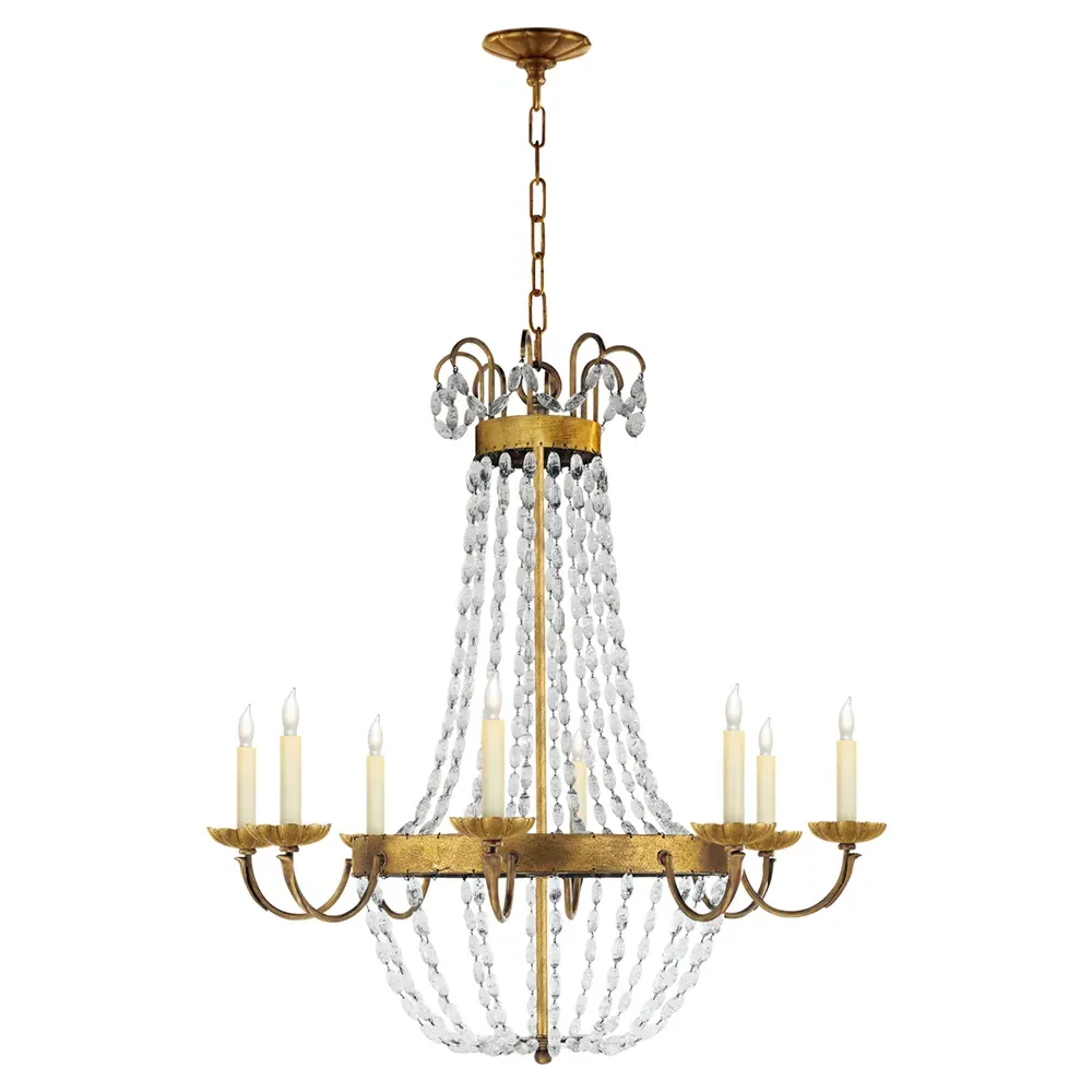 Paris Flea Market Large Regency Chandelier - Gilded Iron