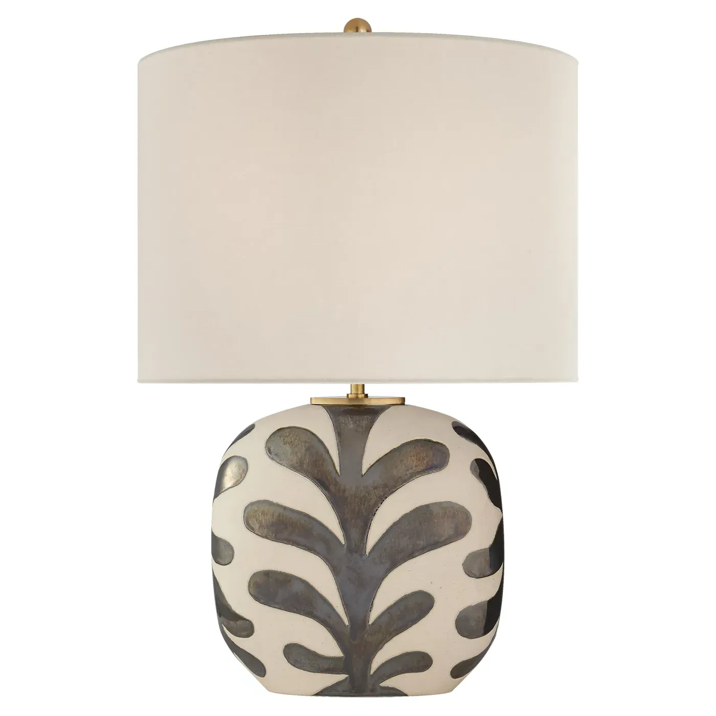 Parkwood Oval Table Lamp with Linen Shade - Black Pearl, Ceramic image