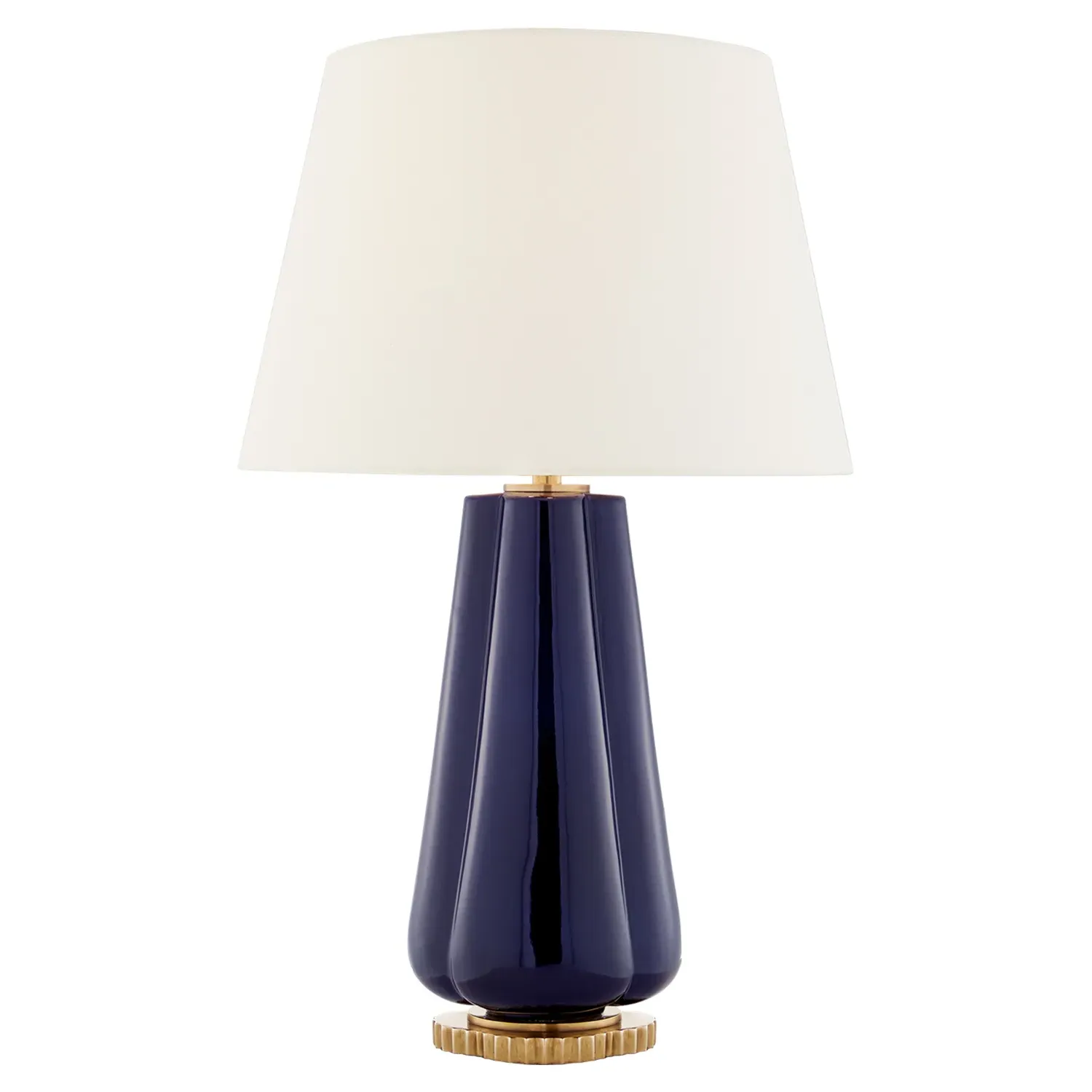 Penelope Round Table Lamp with Linen Shade - Denim, Porcelain