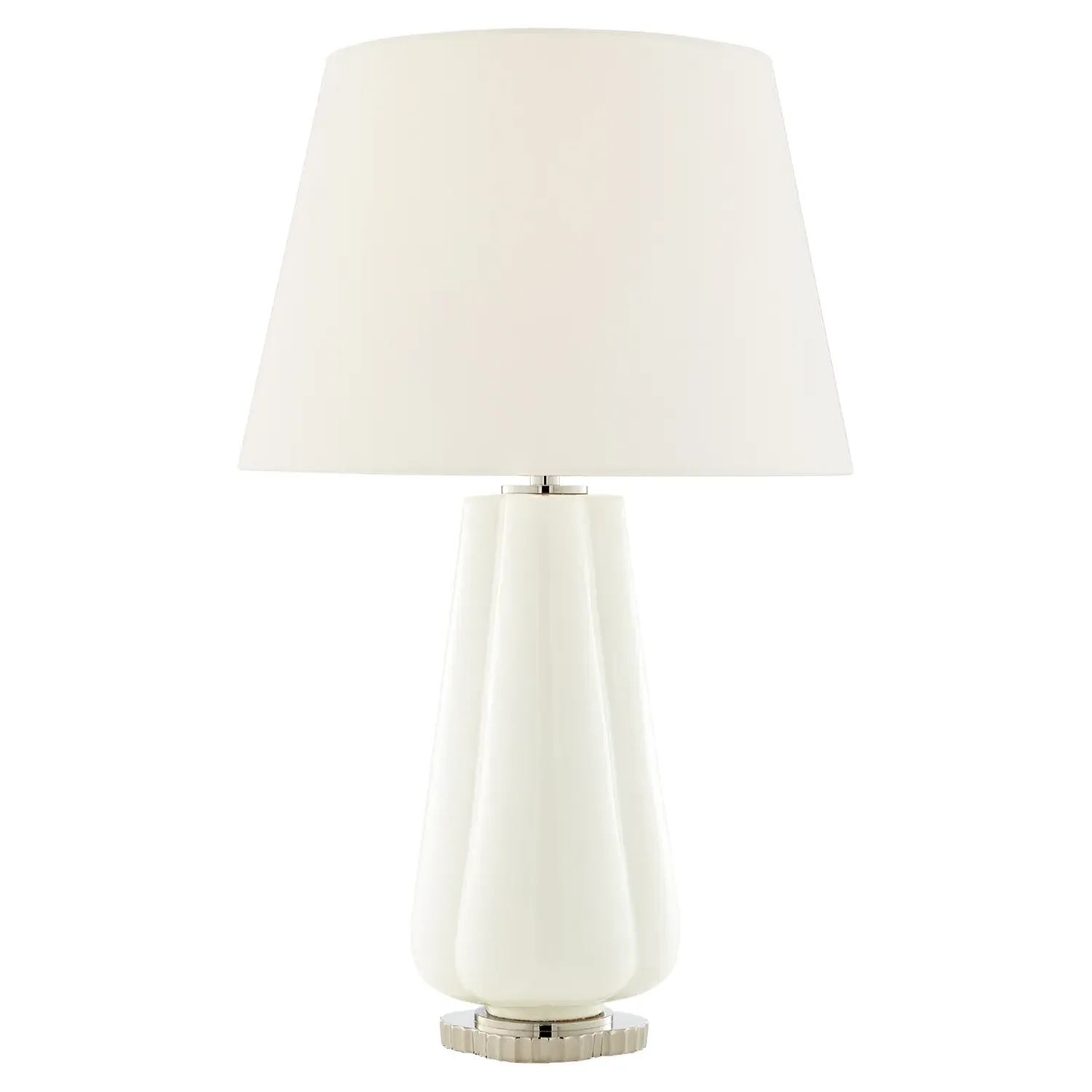 Penelope Round Table Lamp with Linen Shade - White, Porcelain