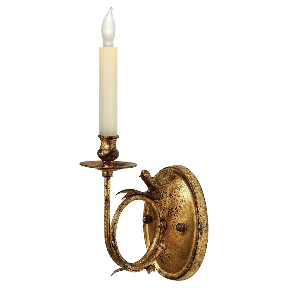 Perching Bird Wall Sconce - Gilded Iron image