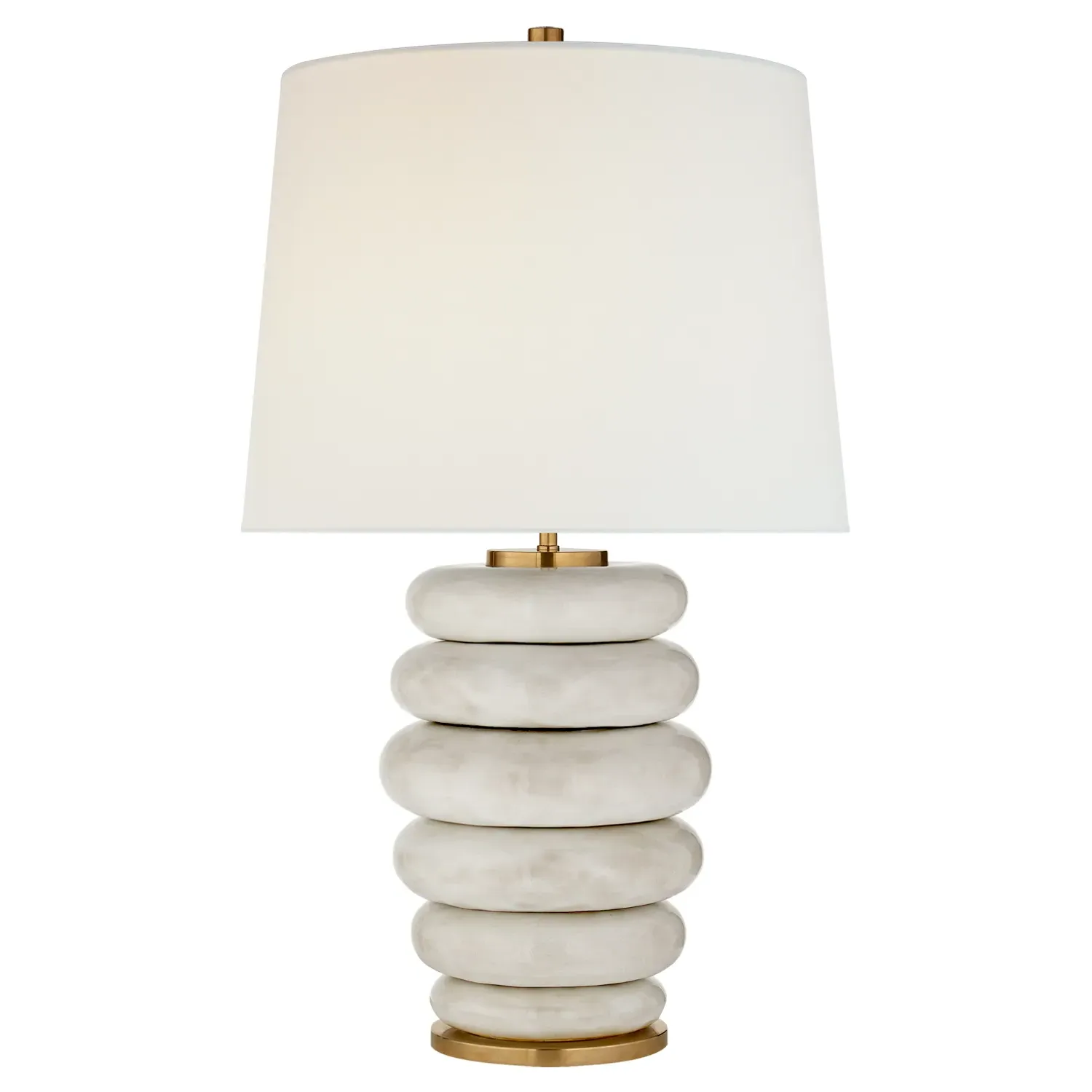 Phoebe Cordless Stacked Table Lamp - Antiqued White, Ceramic