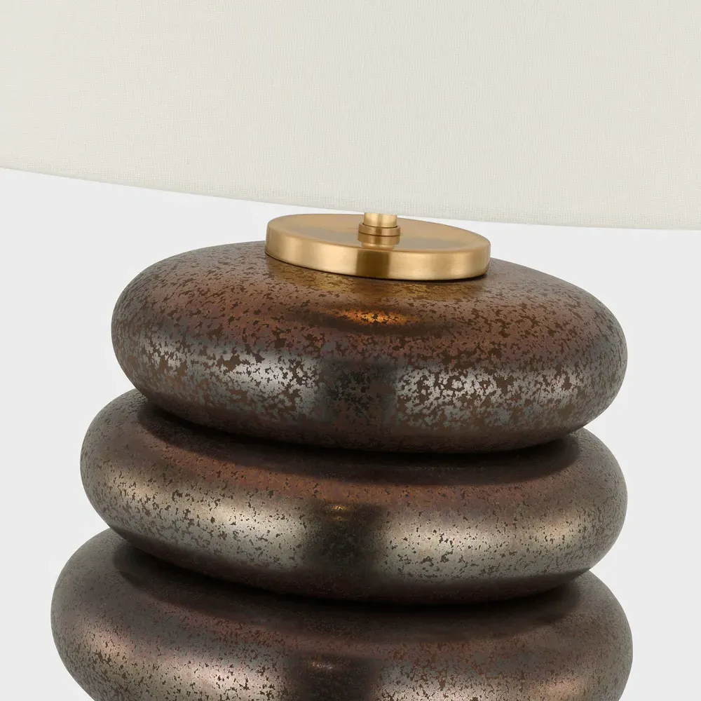 Phoebe Stacked Cordless Table Lamp - Crystal Bronze, Ceramic