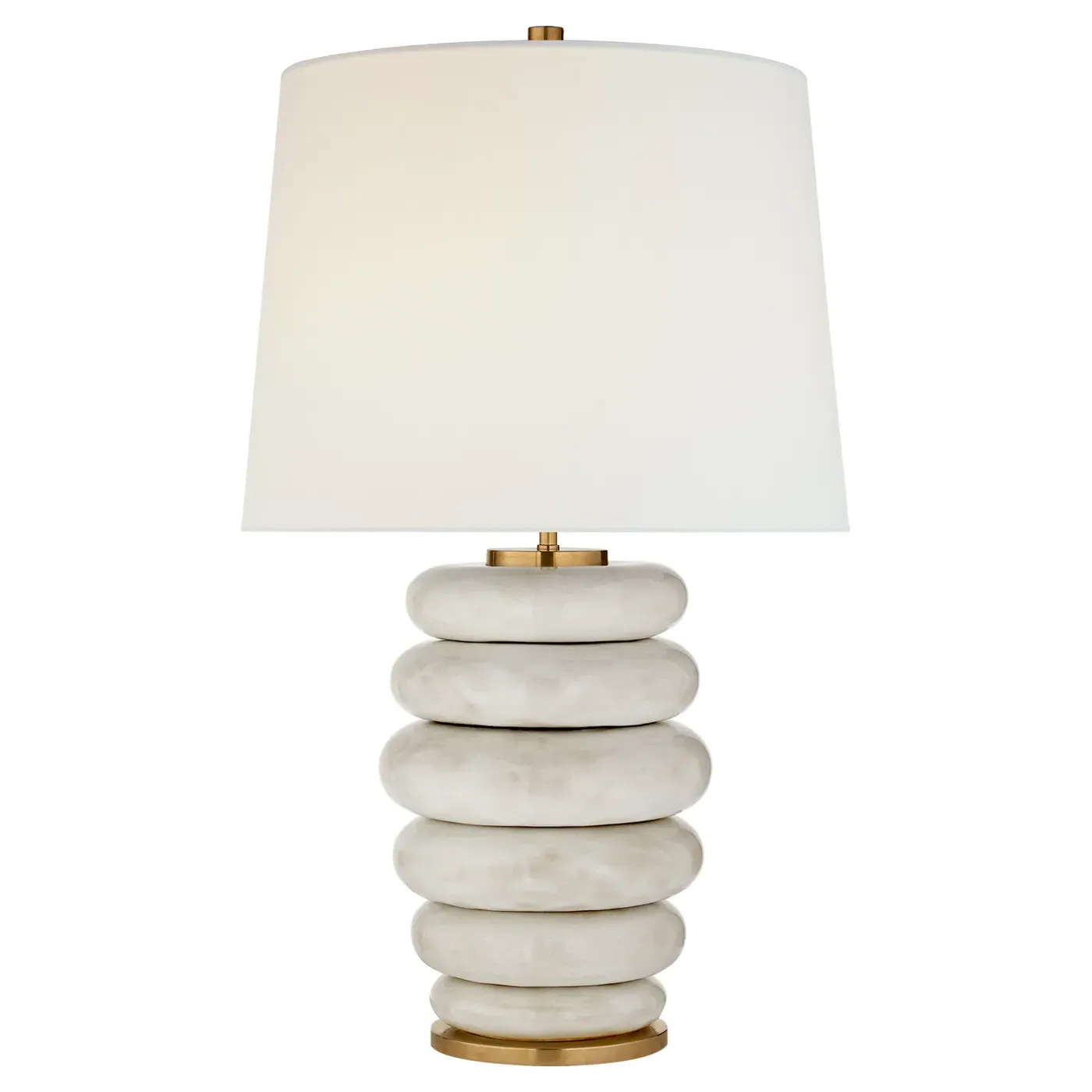 Phoebe Stacked Table Lamp with Linen Shade - Antiqued White, Ceramic image