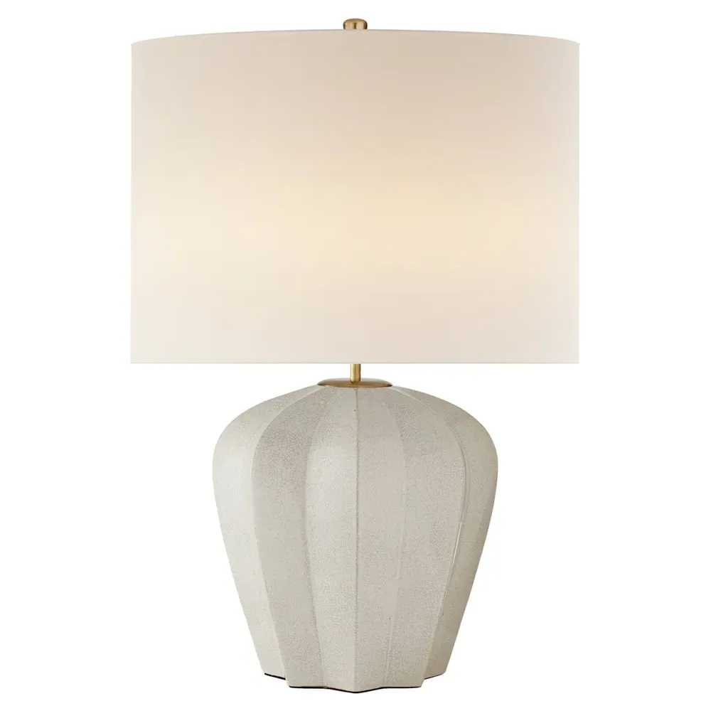 Pierrepont Drum Table Lamp - Bone Craquelure, Ceramic image