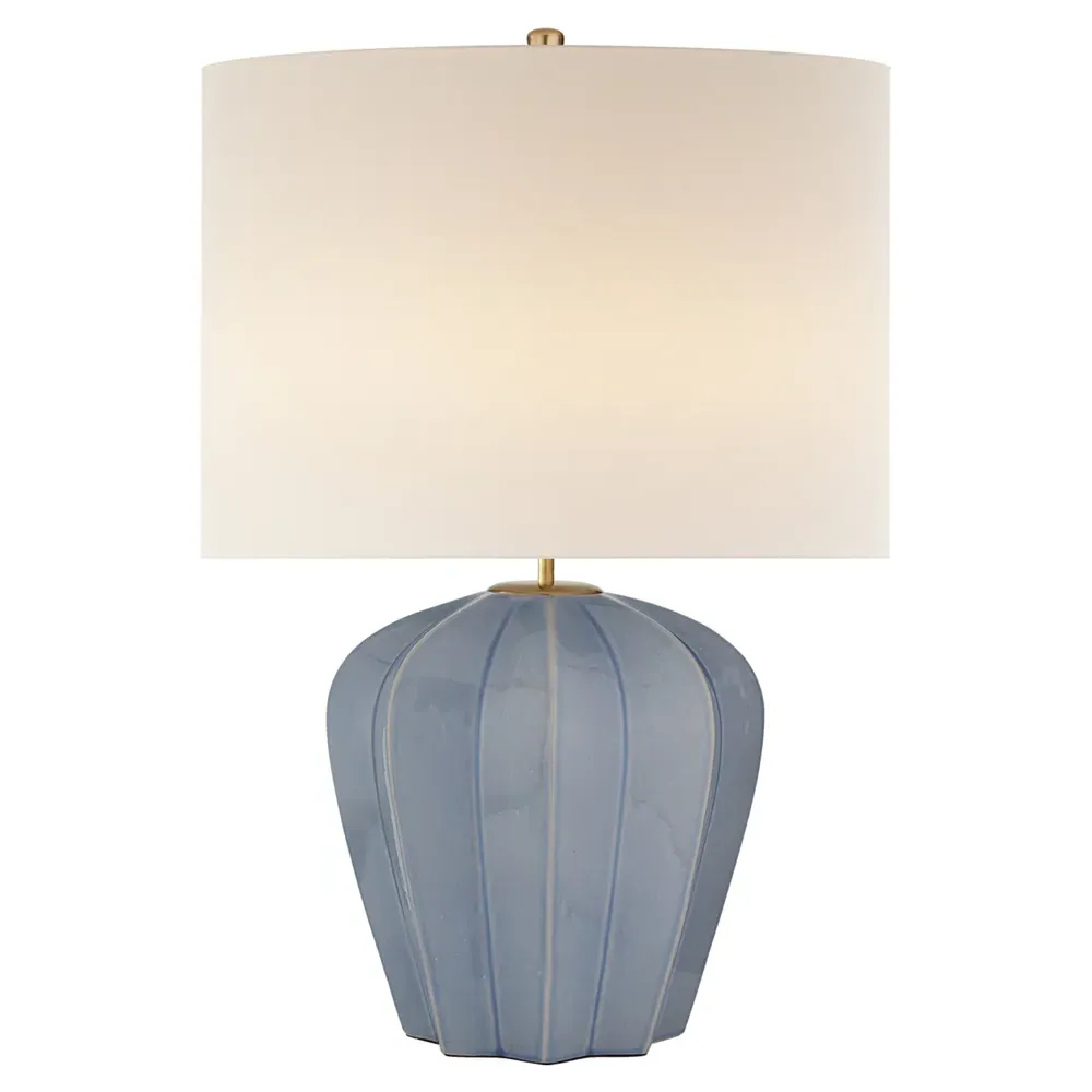 Pierrepont Drum Table Lamp - Polar Blue Crackle, Ceramic