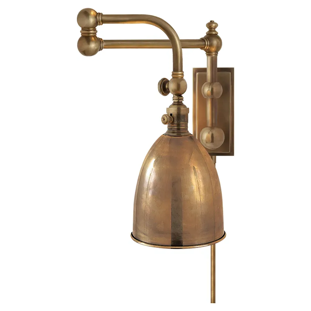 Pimlico Double Swing Arm Wall Sconce - Antique Brass, Metal image
