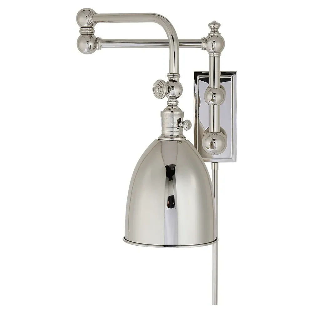 Pimlico Double Swing Arm Wall Sconce - Polished Nickel, Metal