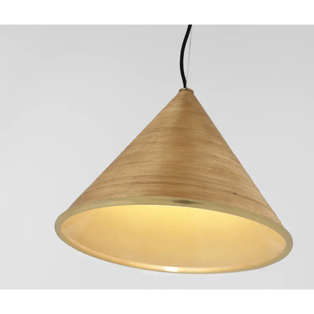 Reine Round Pendant Light - Antique Brass, Dark Rattan