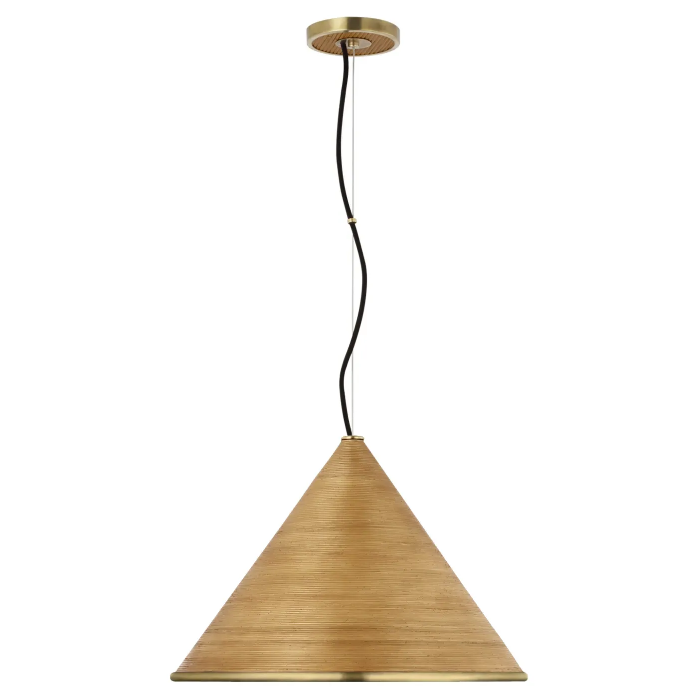 Reine Round Pendant Light - Antique Brass, Dark Rattan image